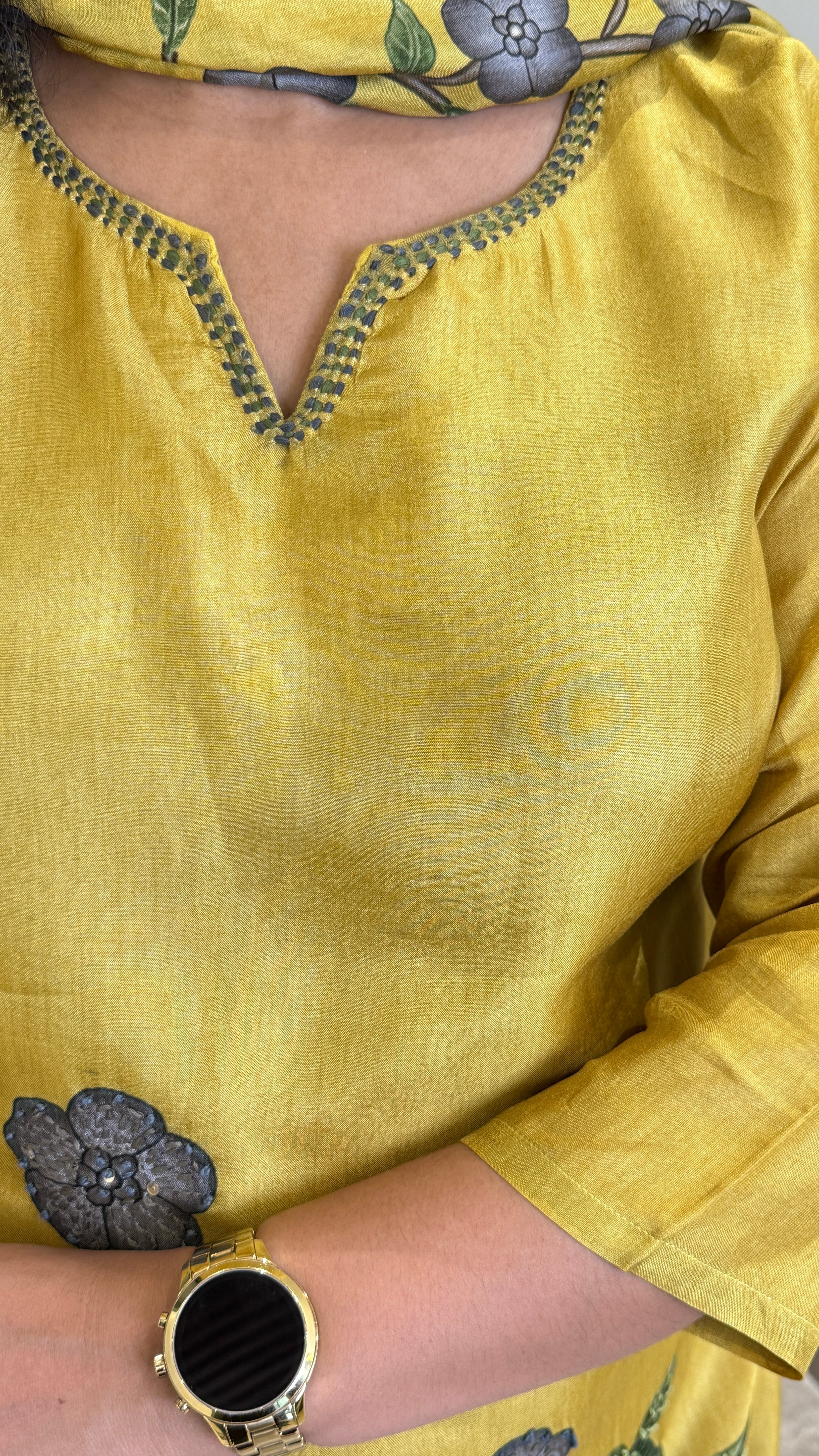 Kantha Kalamkari Yellow Suit Set
