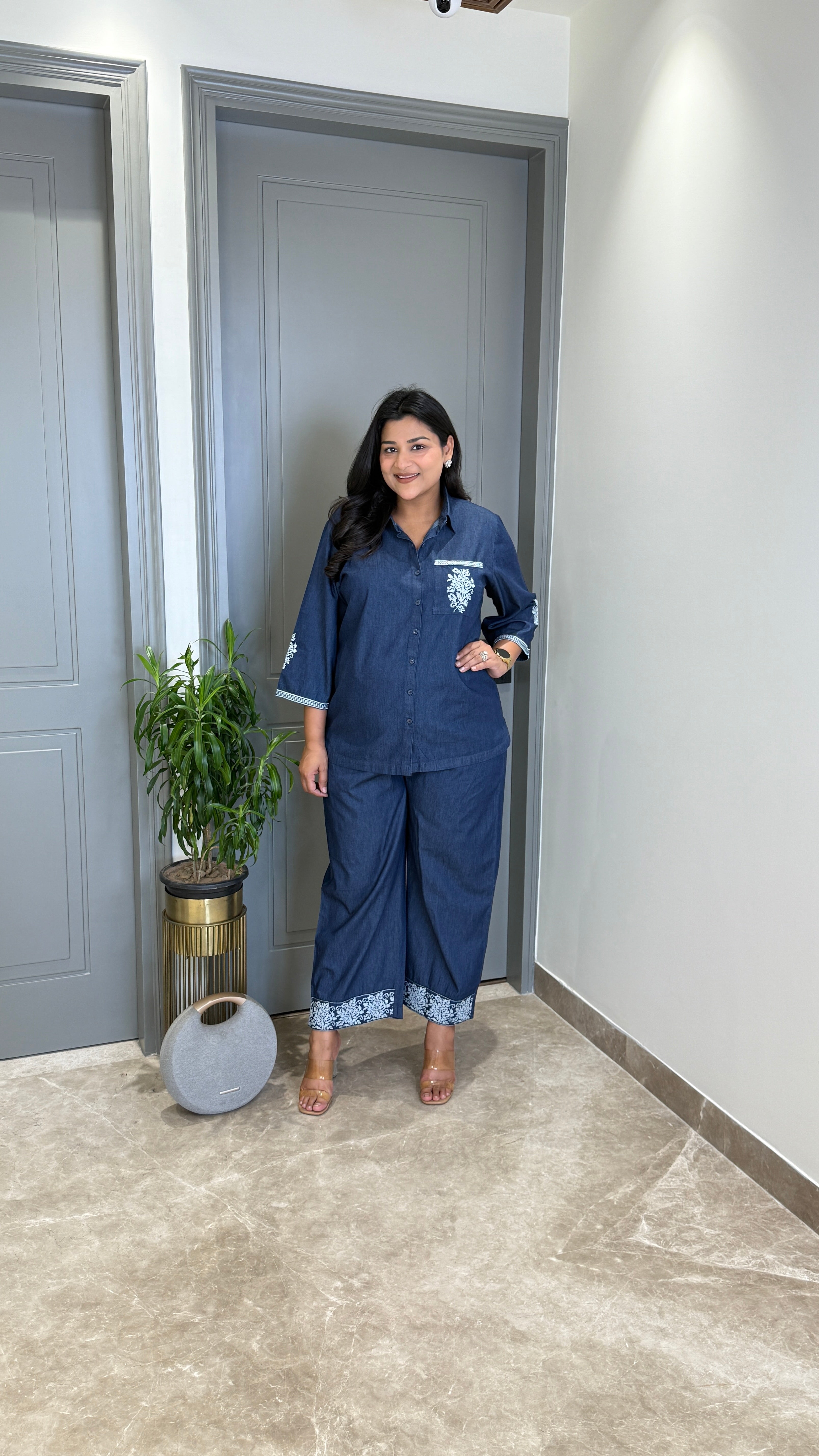 Denim Crossstitch Cord Set