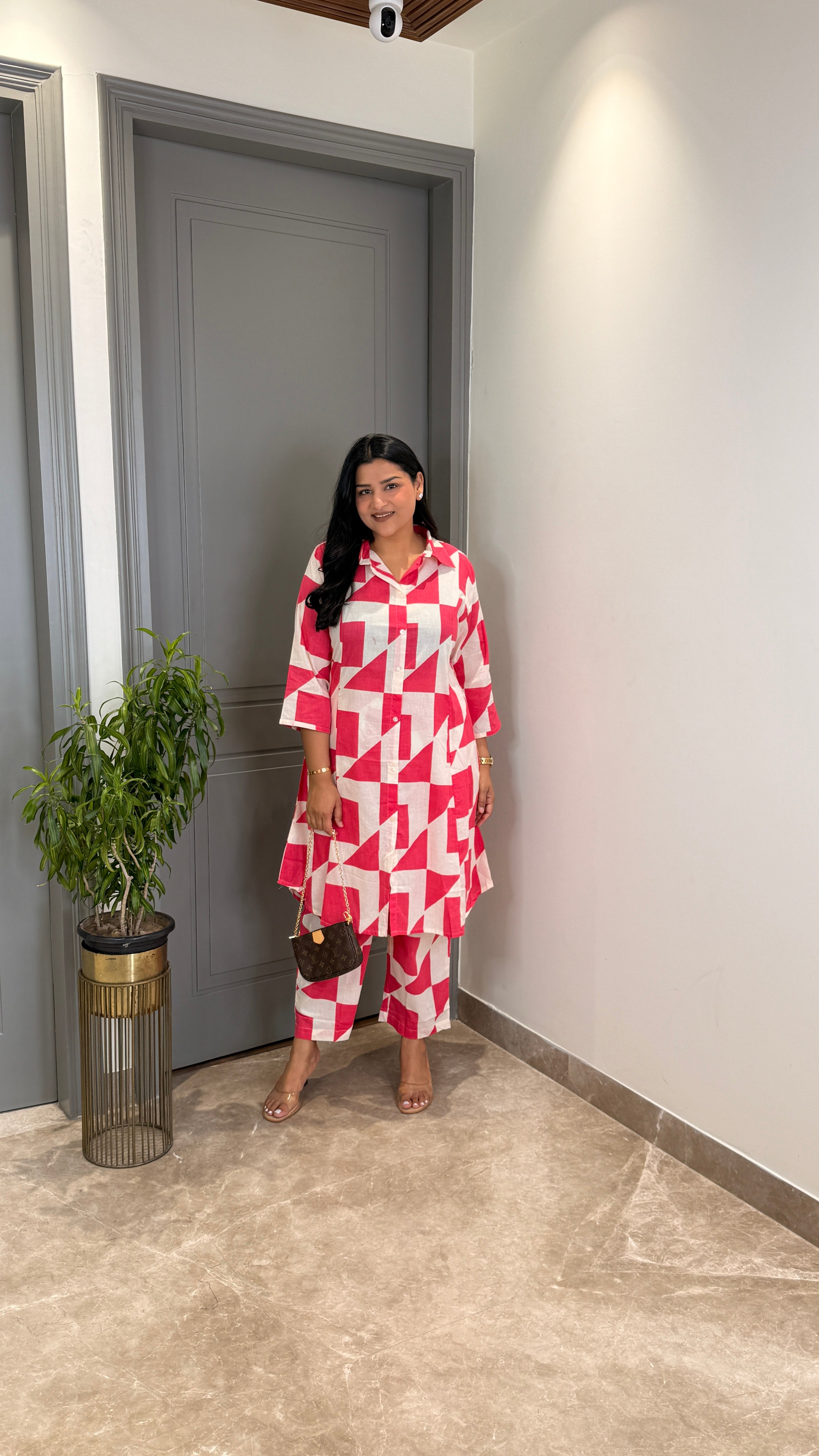 Pink Abstract Cotton Cord Set shrisa.in