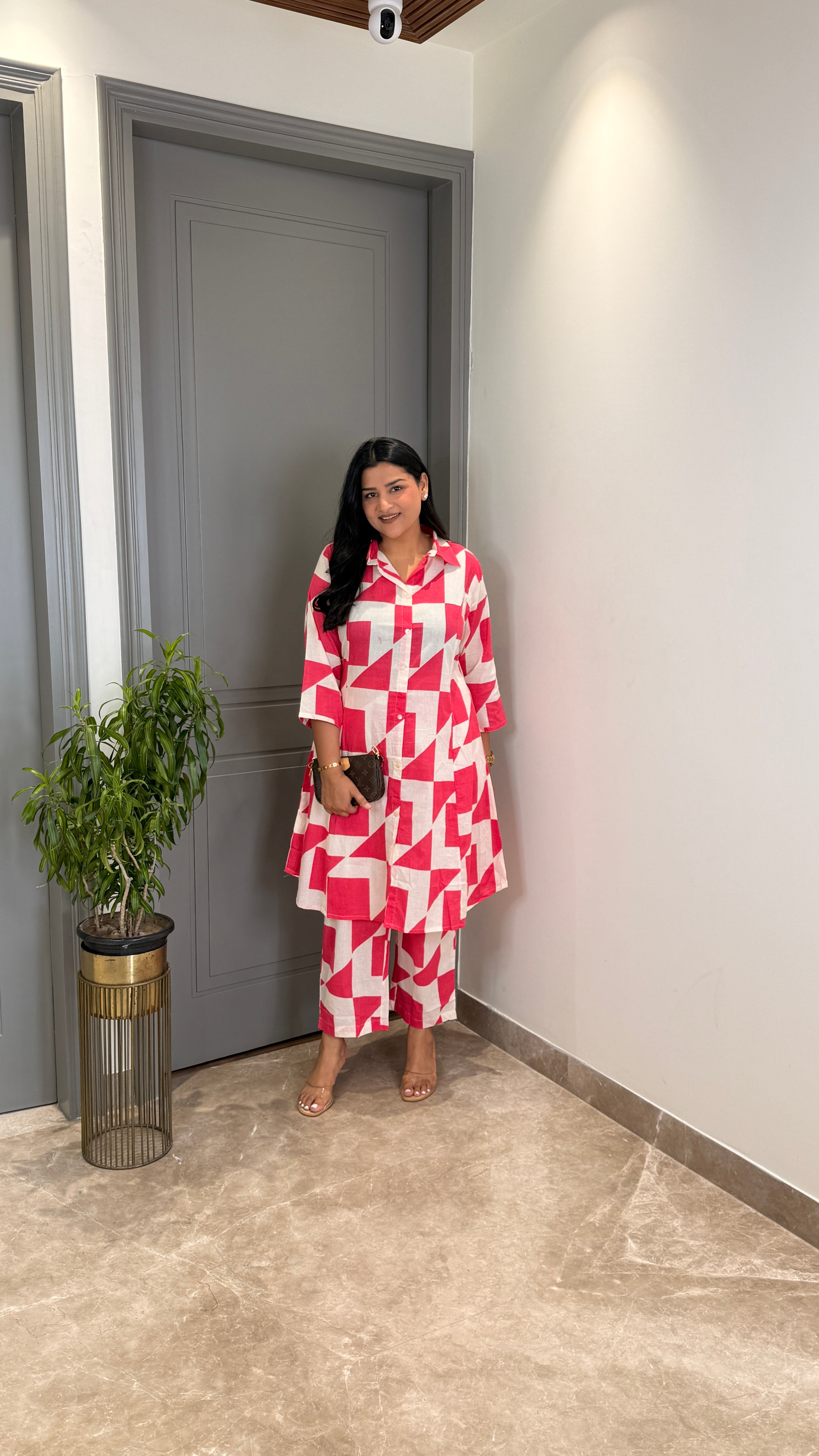 Pink Abstract Cotton Cord Set shrisa.in
