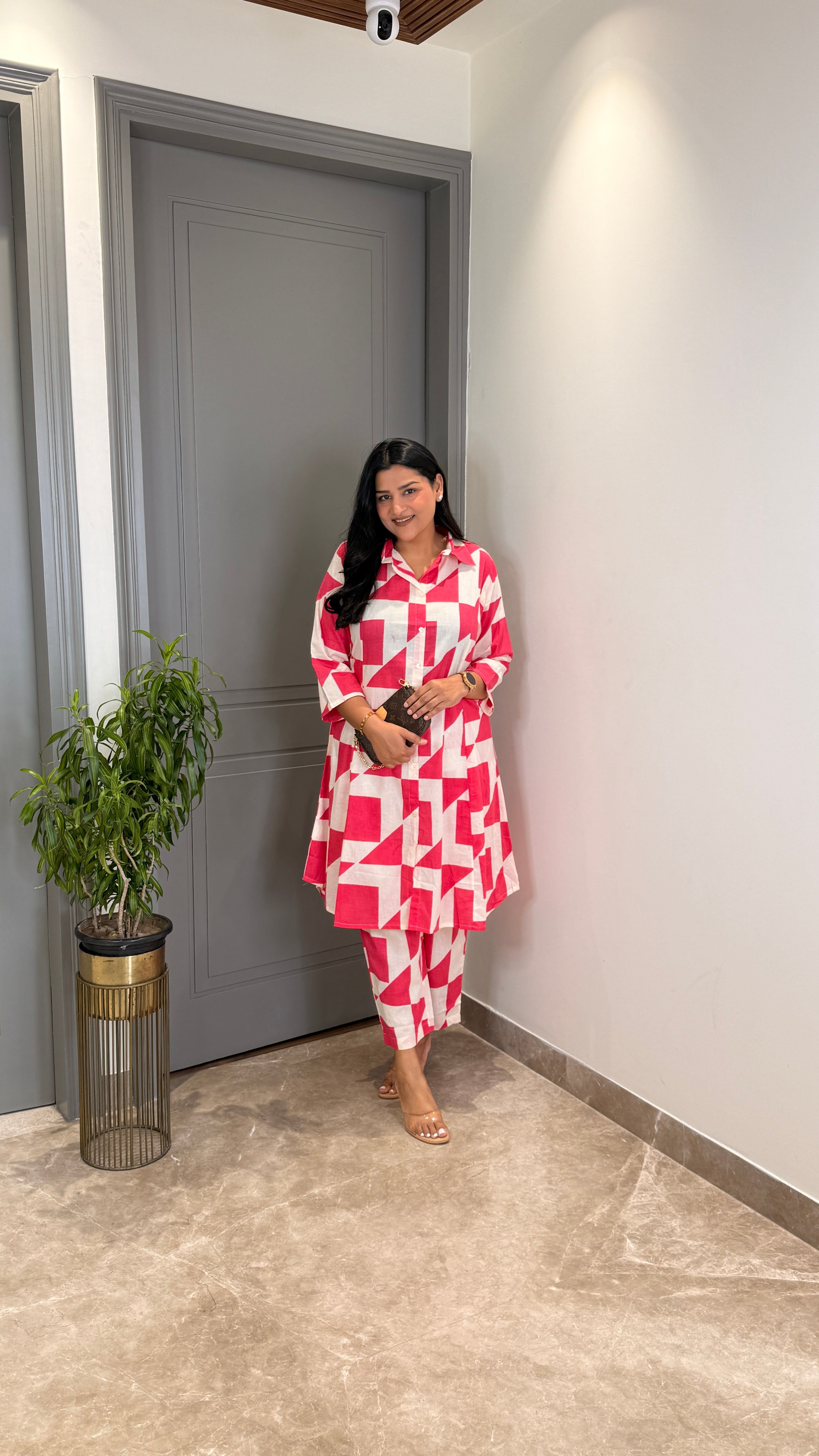 Pink Abstract Cotton Cord Set shrisa.in