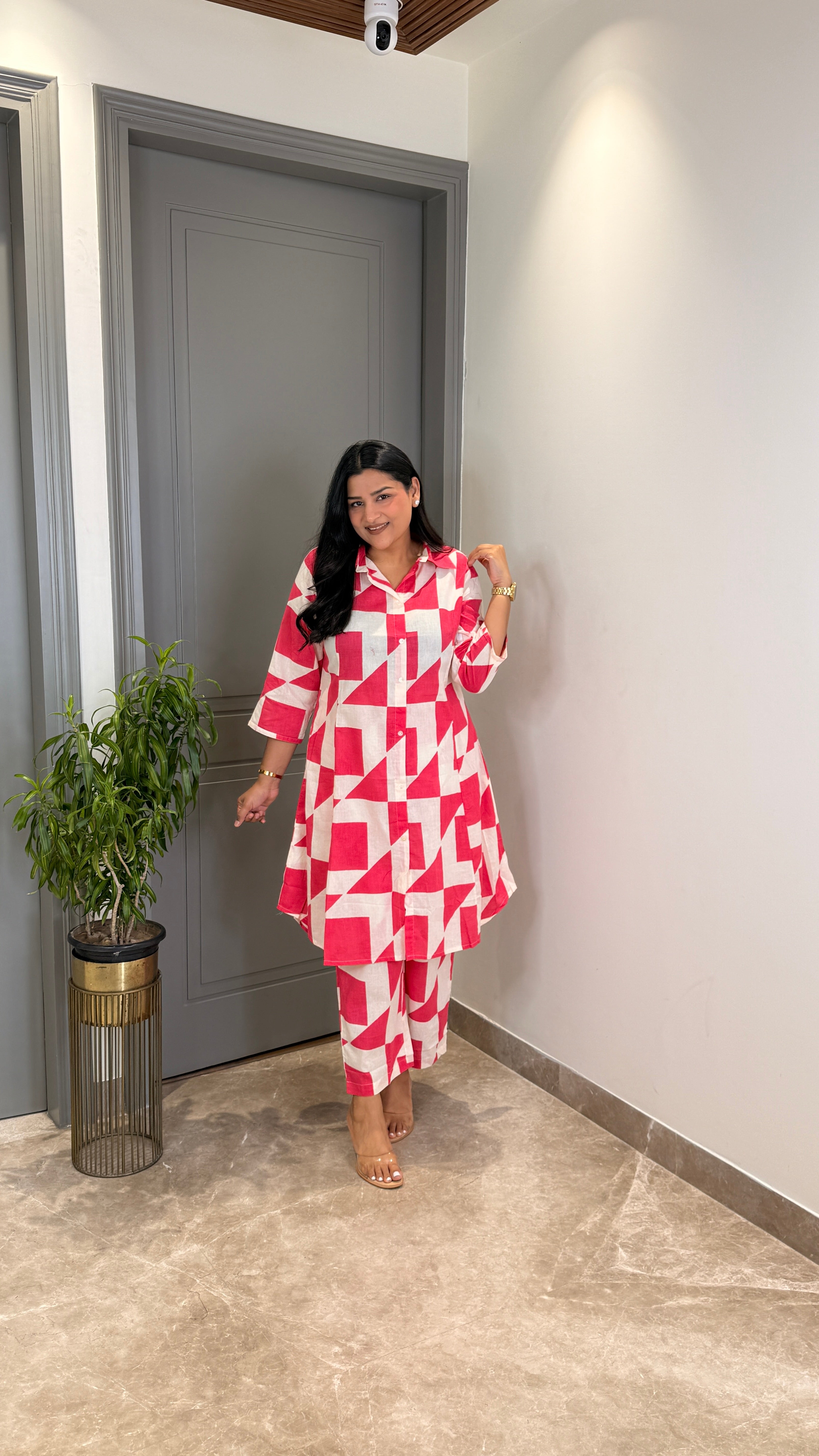 Pink Abstract Cotton Cord Set shrisa.in