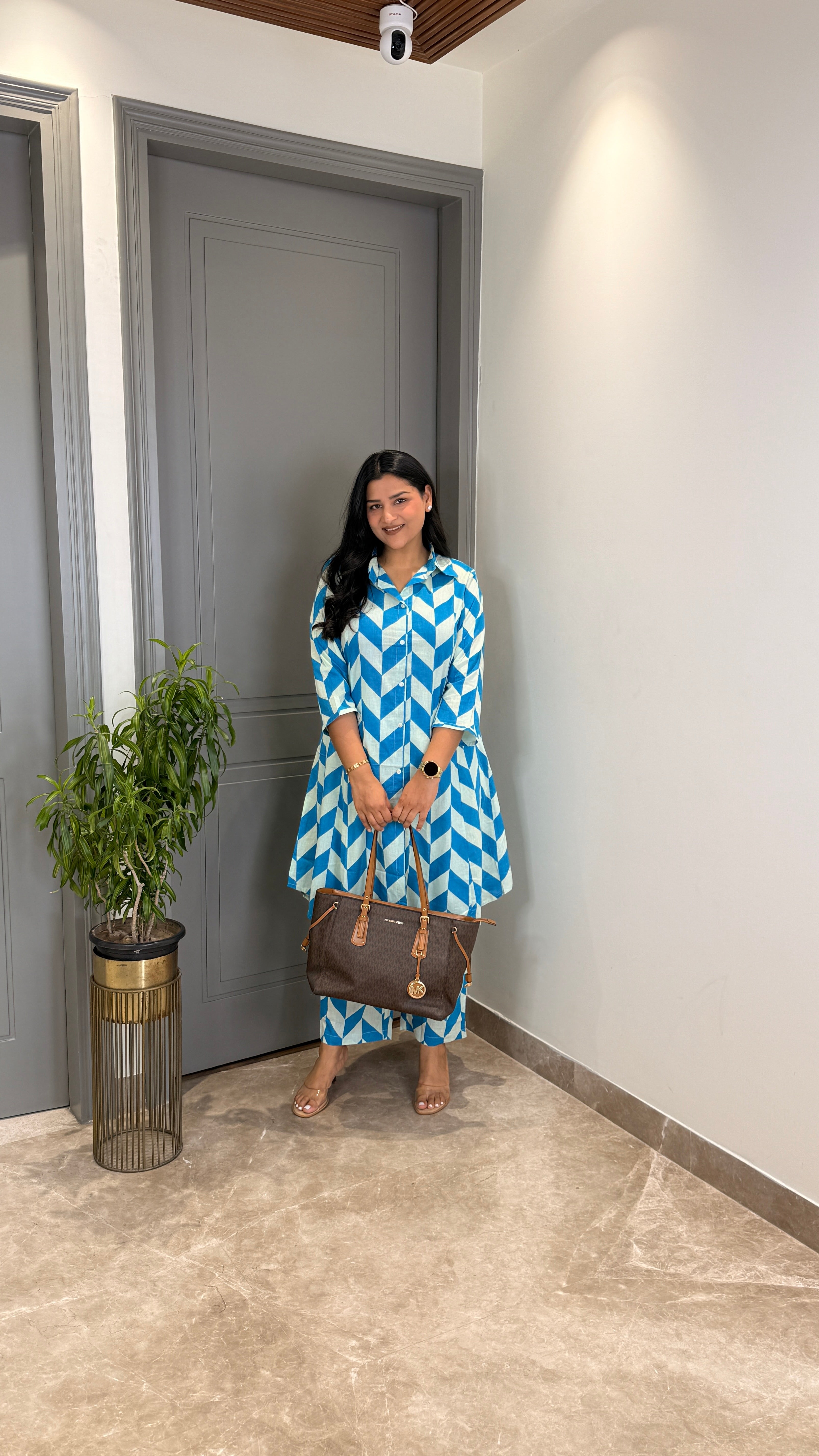 Blue Abstract Cotton Cord Set shrisa.in