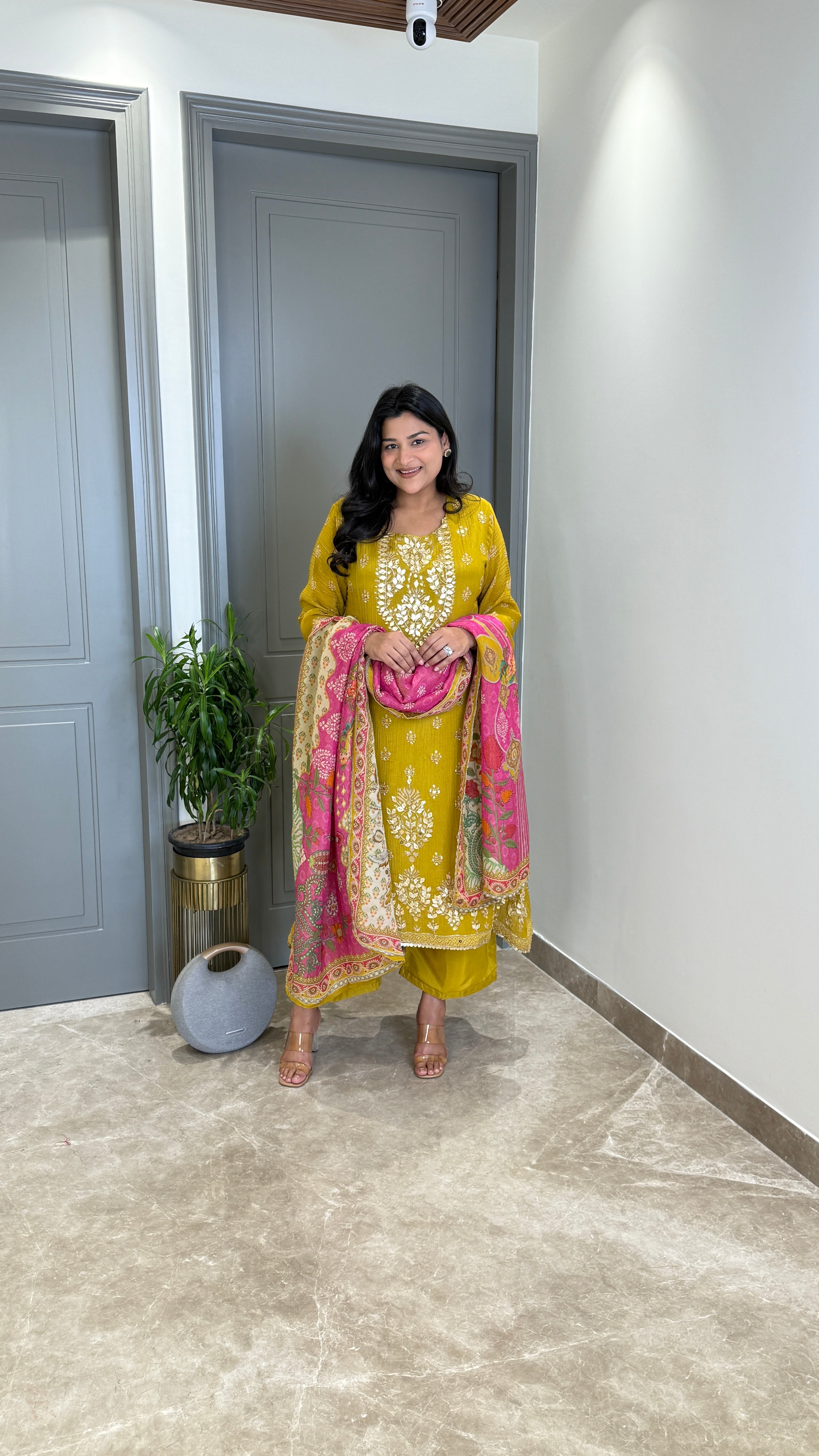 Mustard Tissue Suit Set 