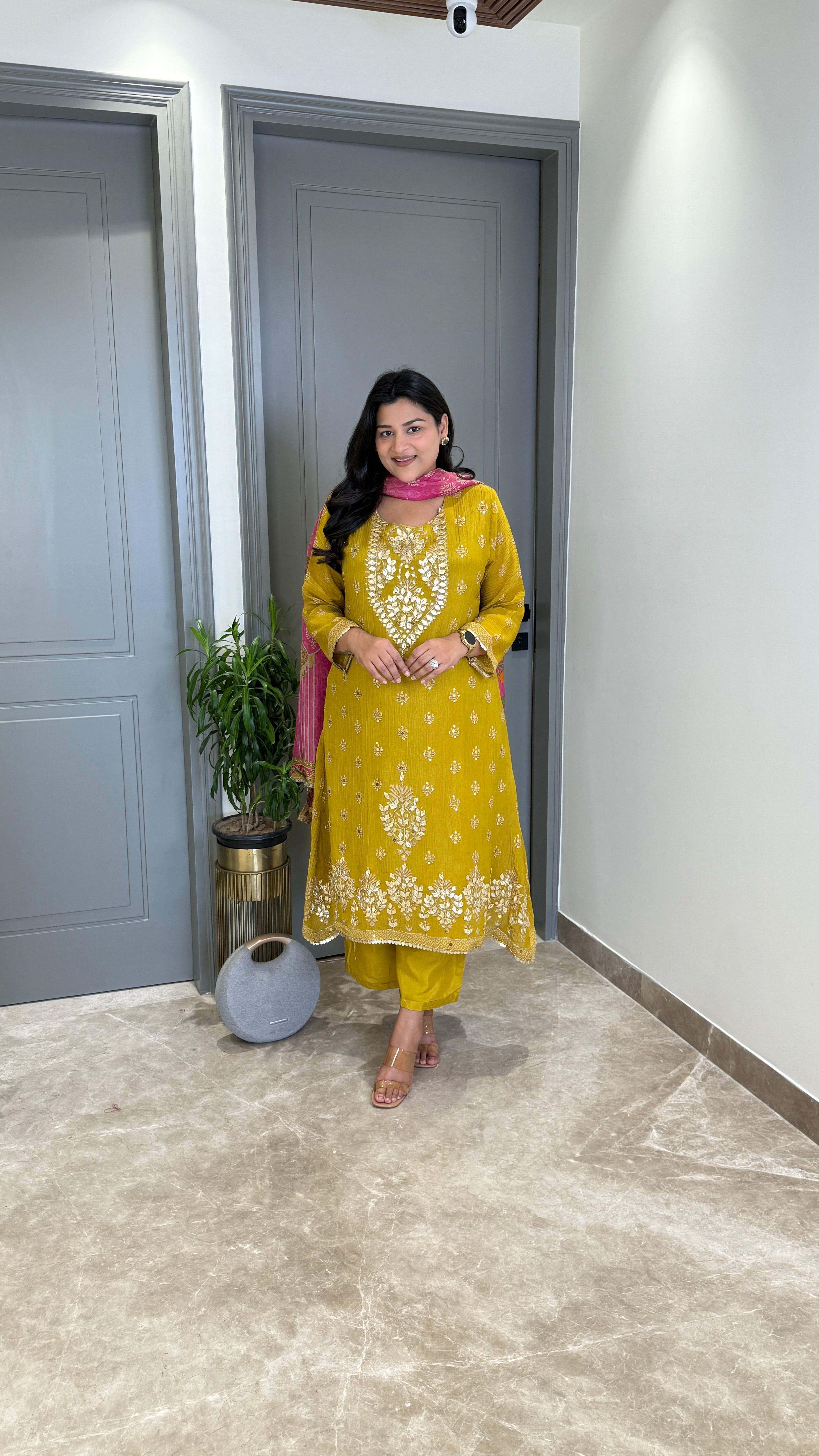 Mustard Tissue Suit Set 