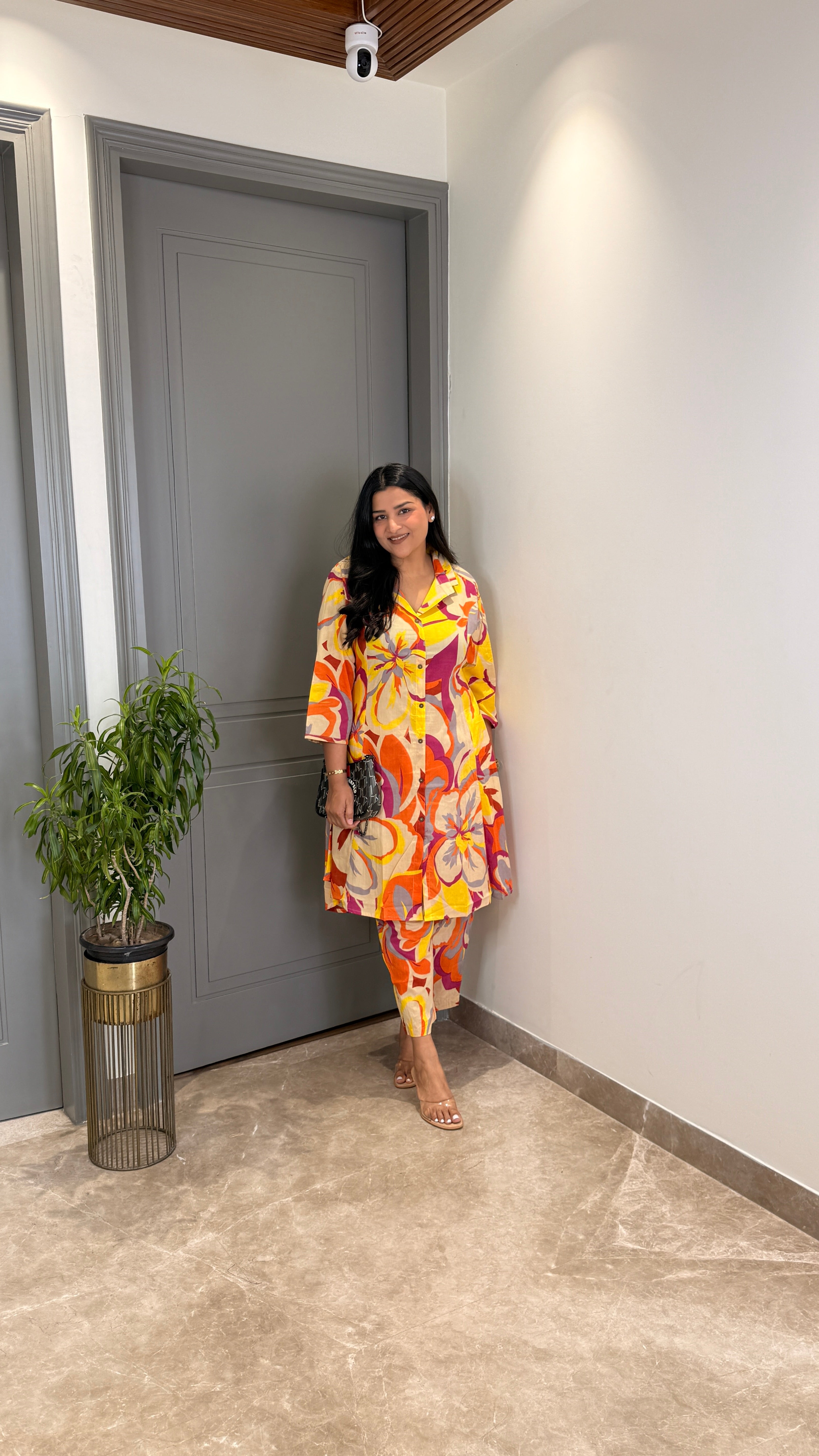 Orange Camouflage Cotton Cord Set shrisa.in