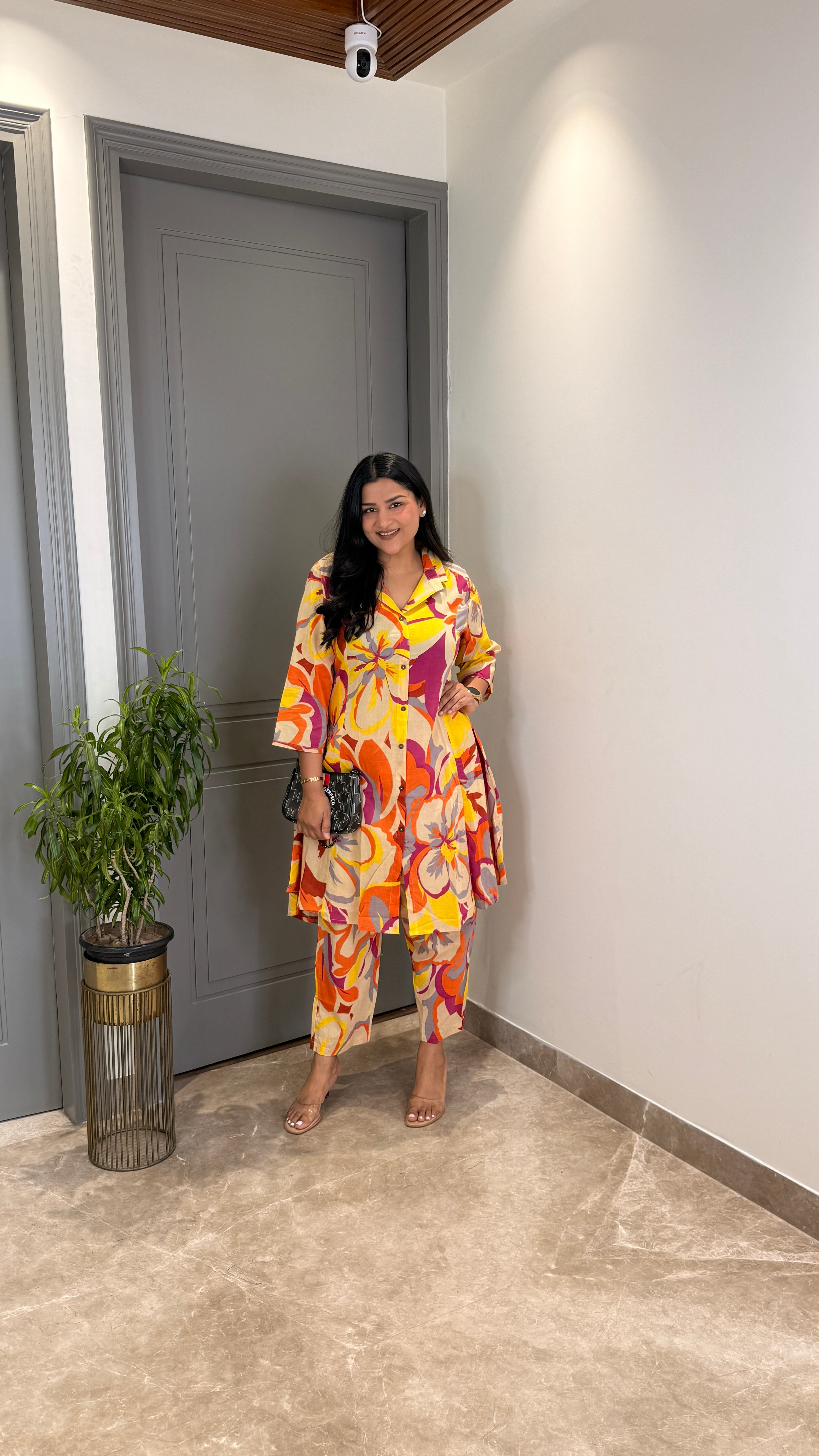 Orange Camouflage Cotton Cord Set shrisa.in