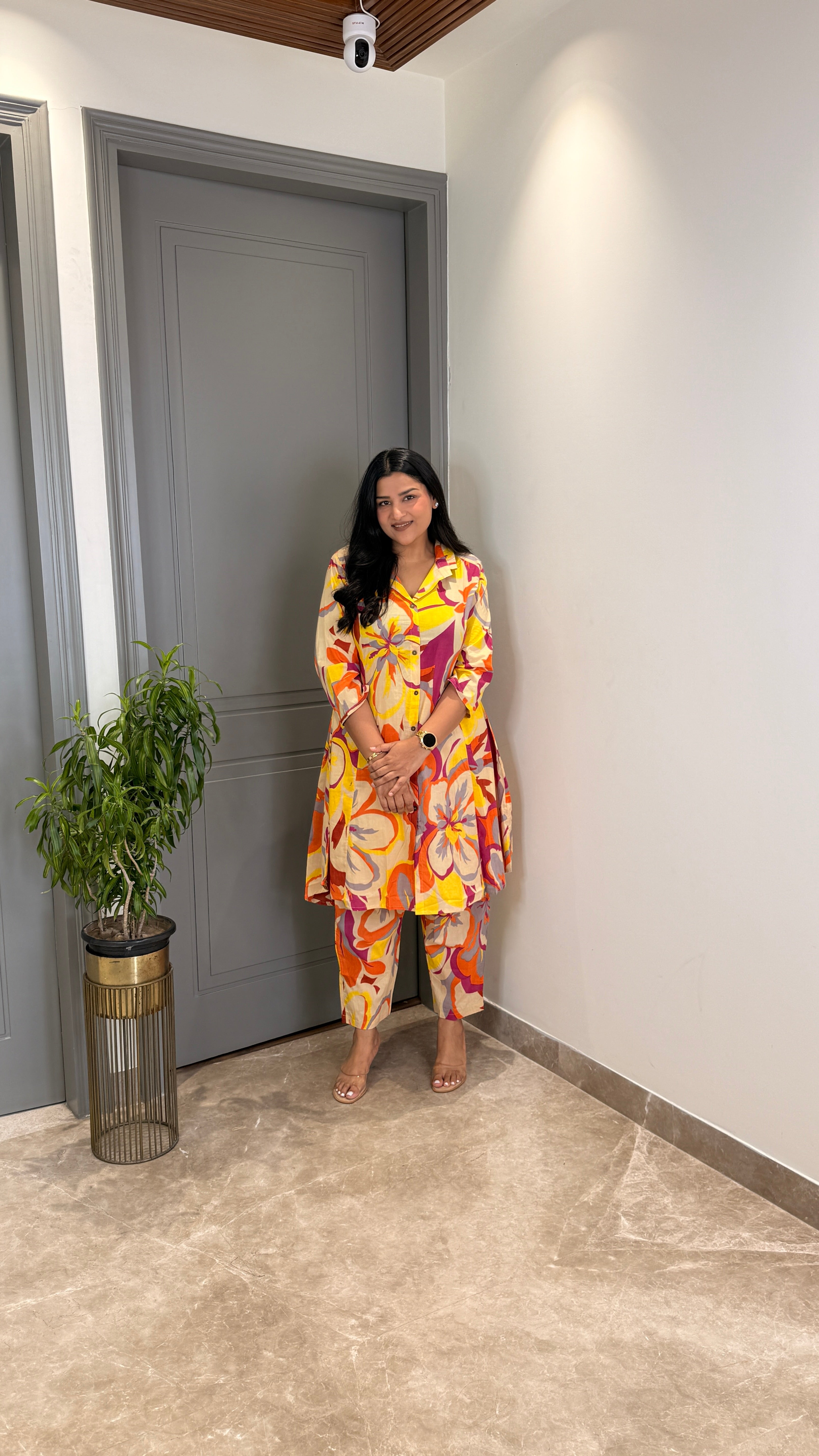 Orange Camouflage Cotton Cord Set shrisa.in