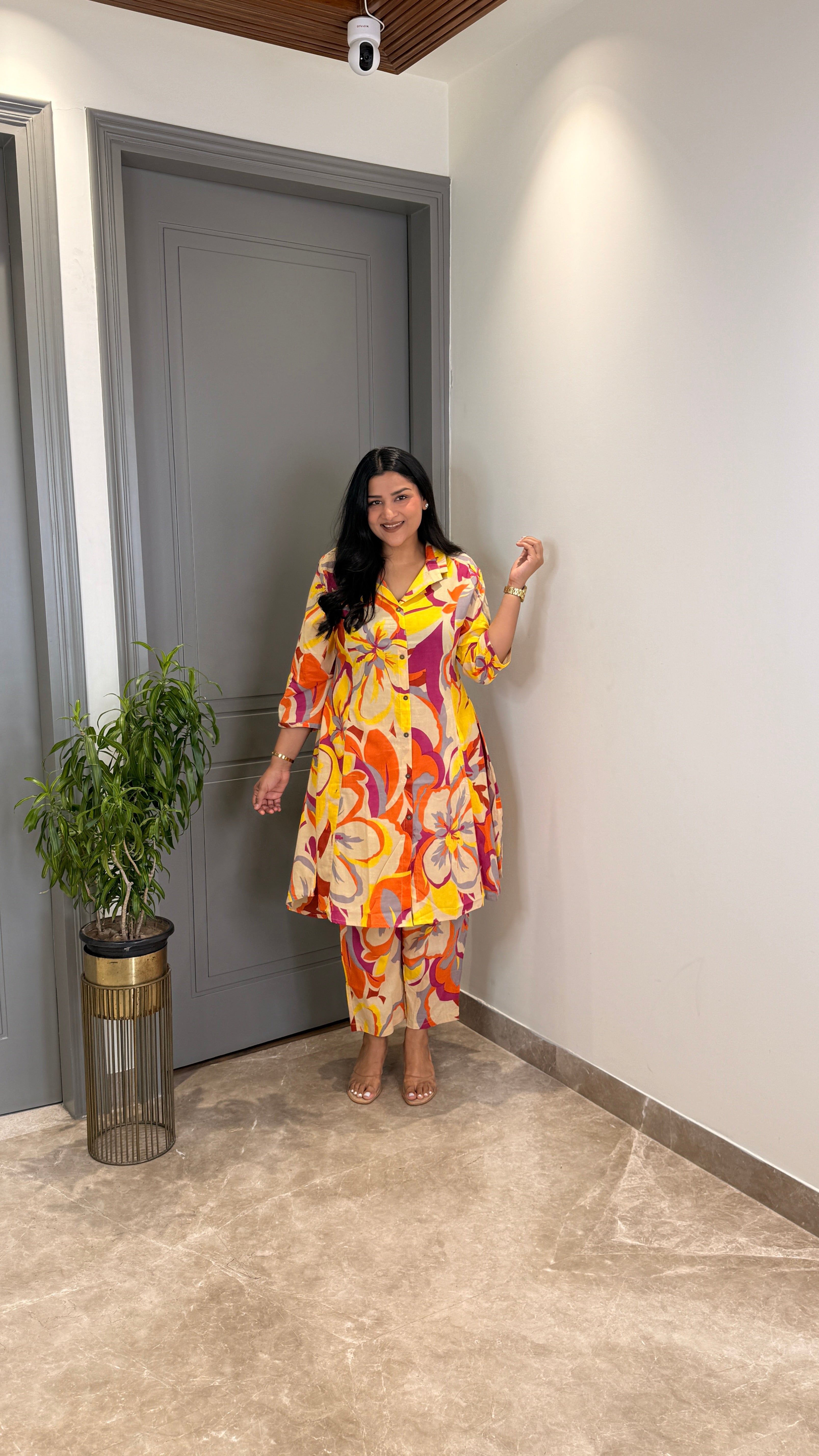 Orange Camouflage Cotton Cord Set shrisa.in