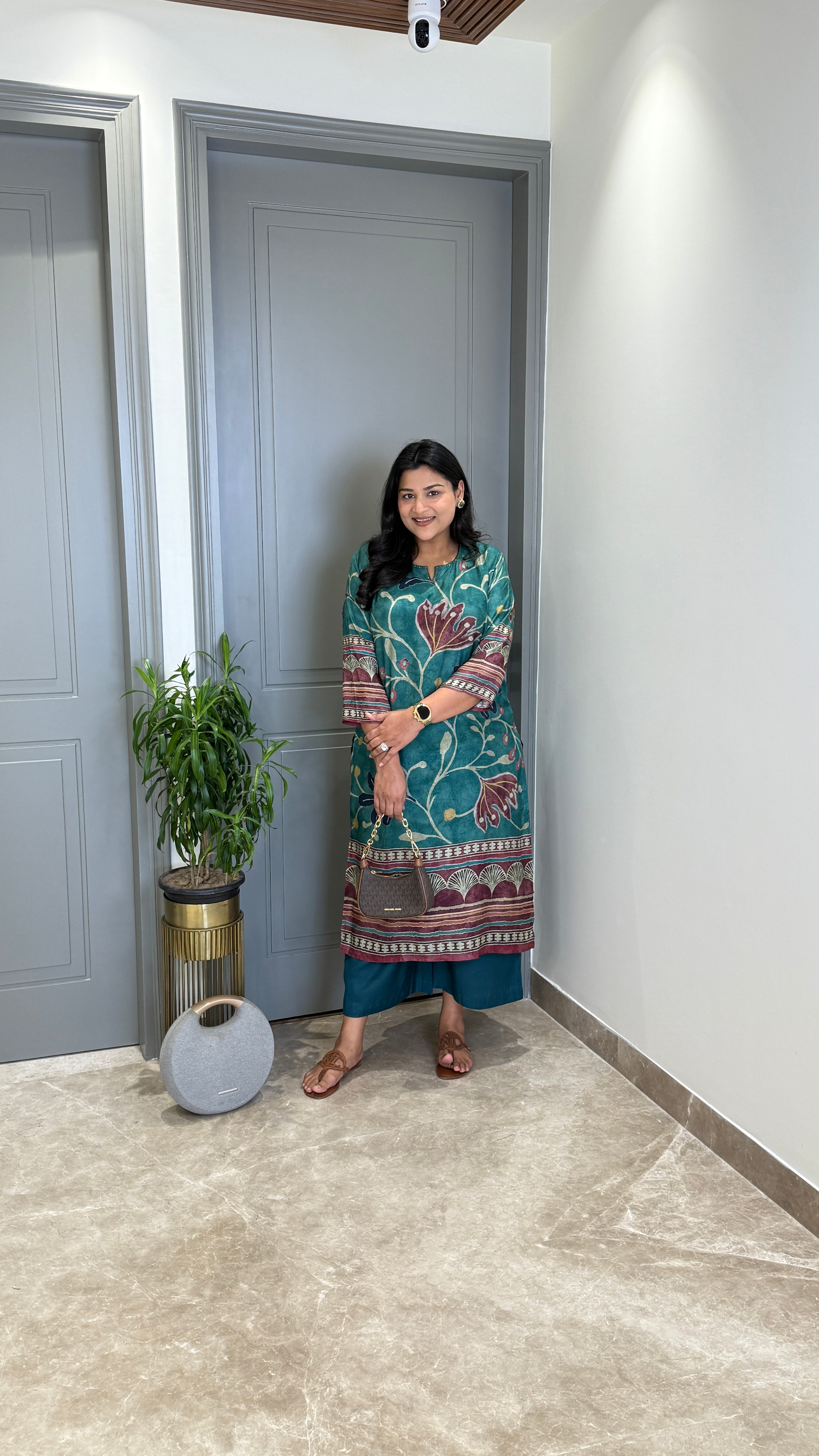 ⁠Kalamkari Firozi Kurta Pants