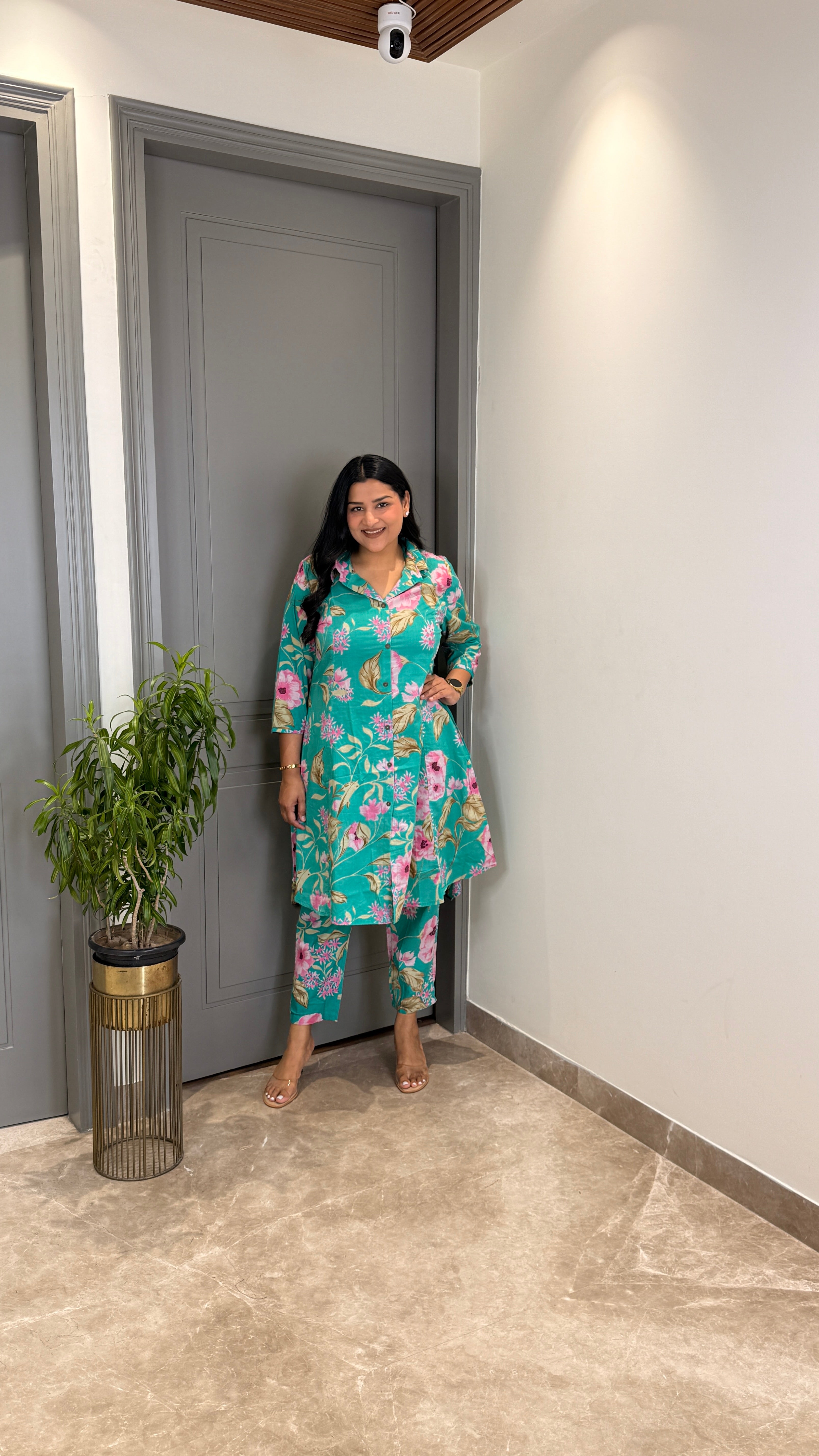 Printed Firozi Cotton Cord Set shrisa.in