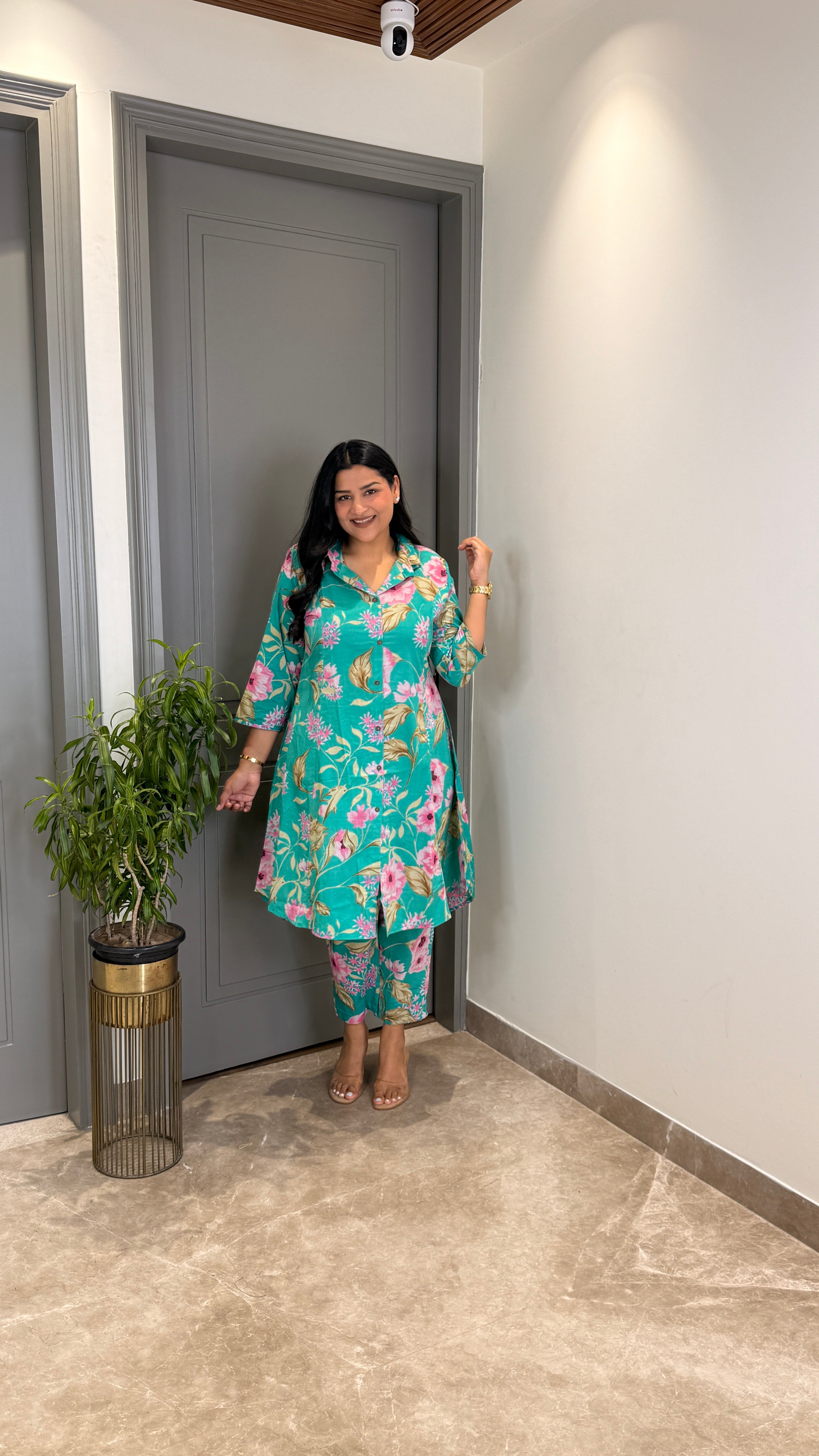 Printed Firozi Cotton Cord Set shrisa.in