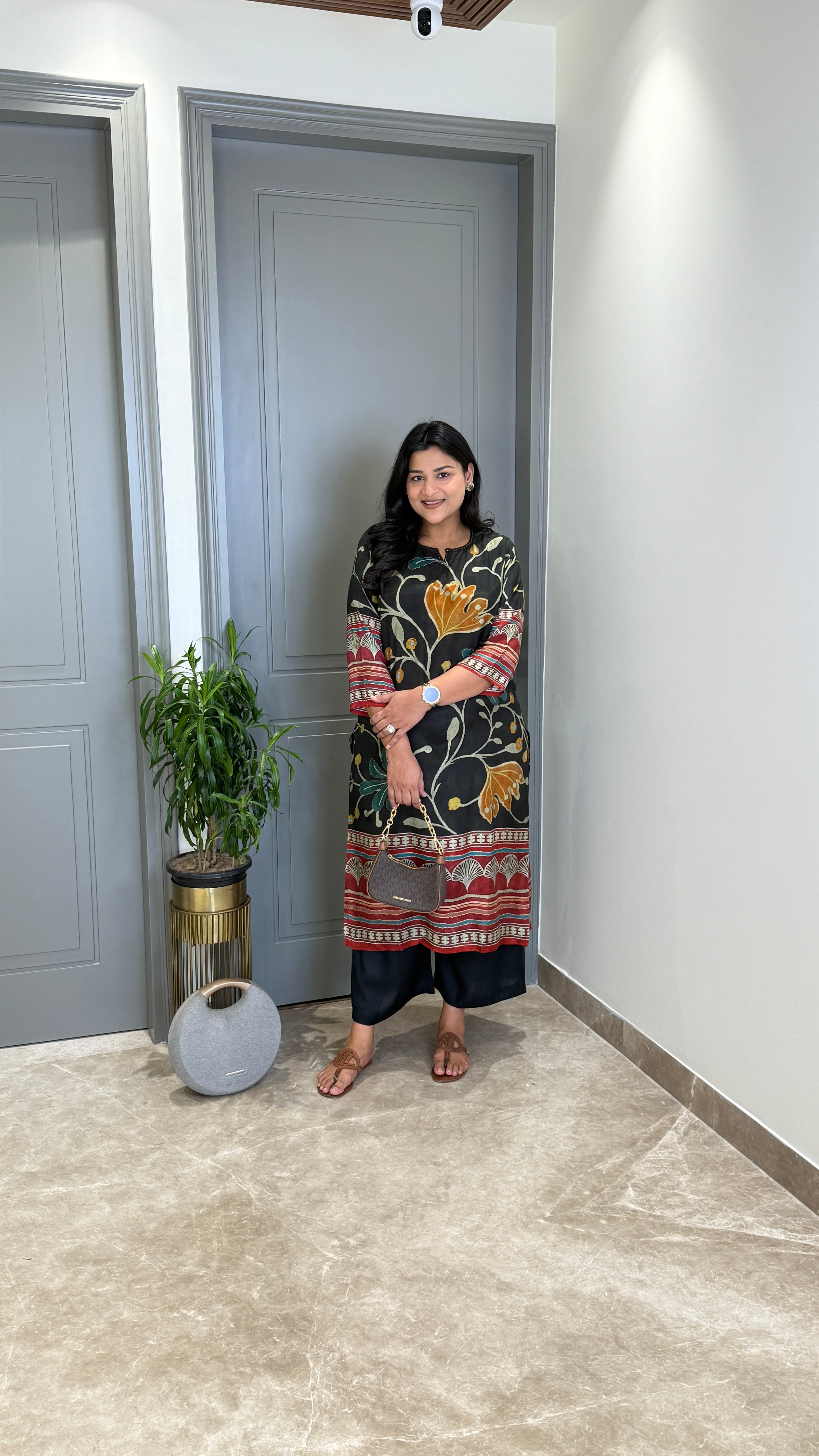 ⁠Kalamkari Black Kurta Pants