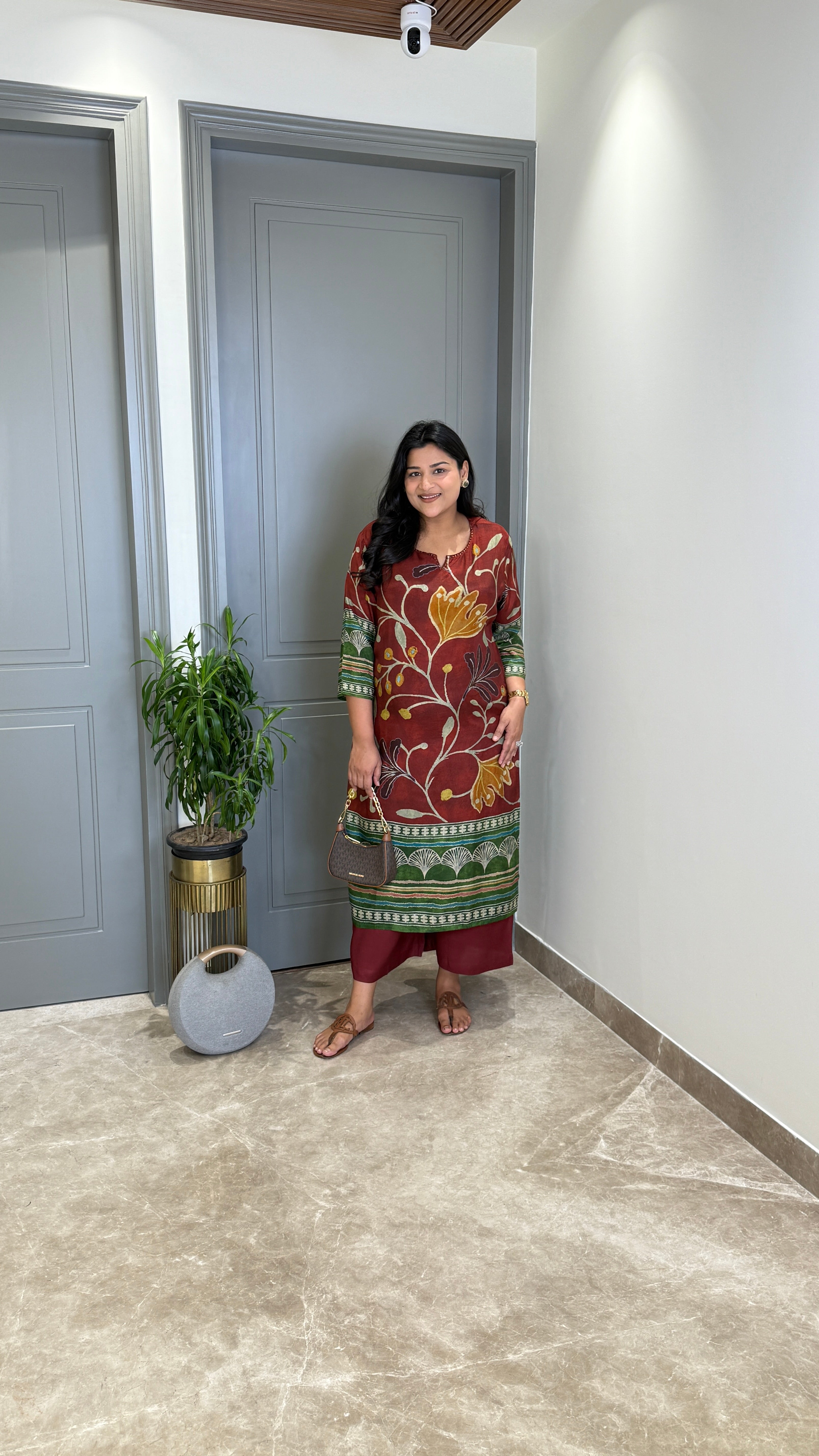 Kalamkari Maroon Kurta Pants