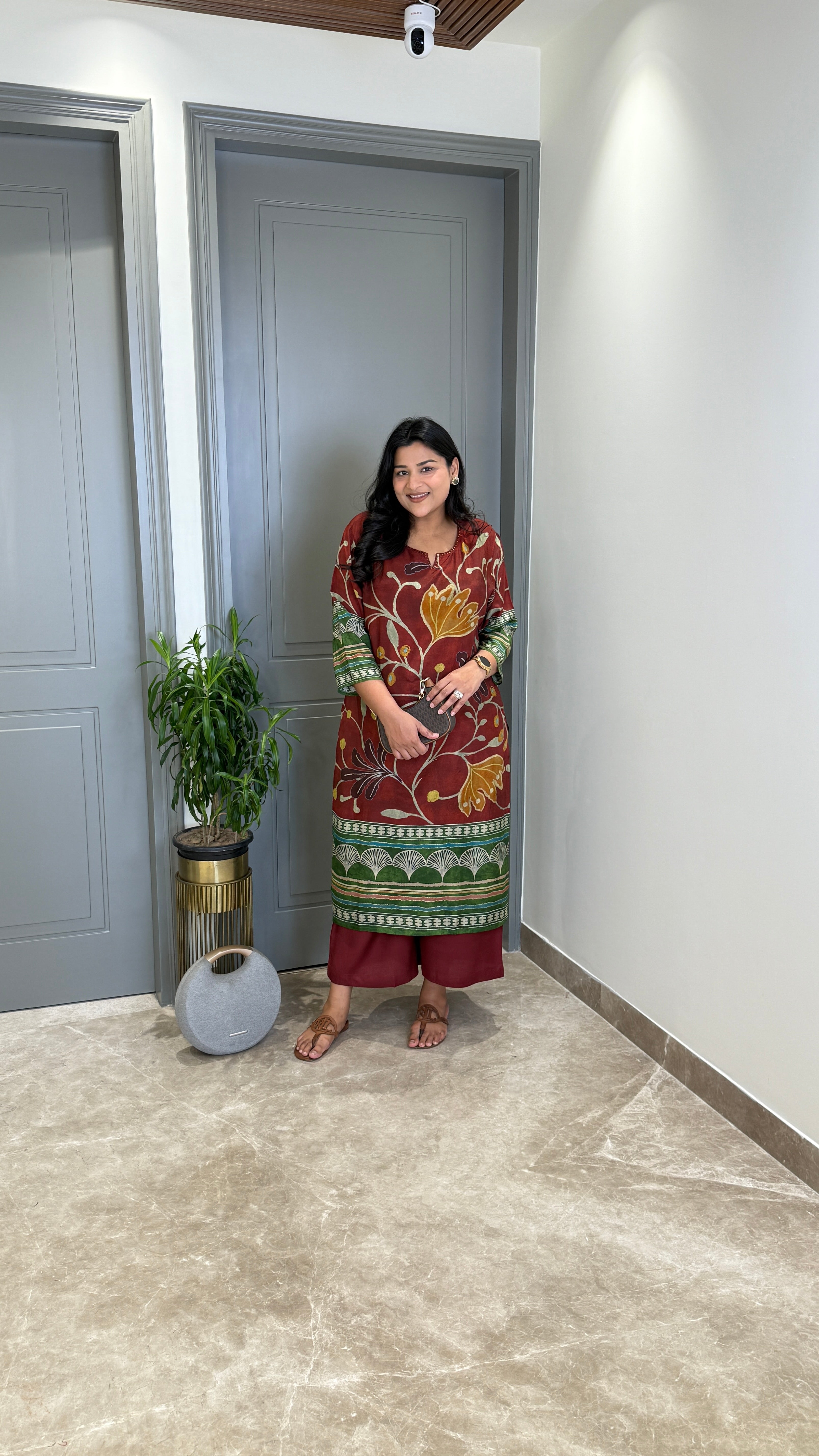 Kalamkari Maroon Kurta Pants