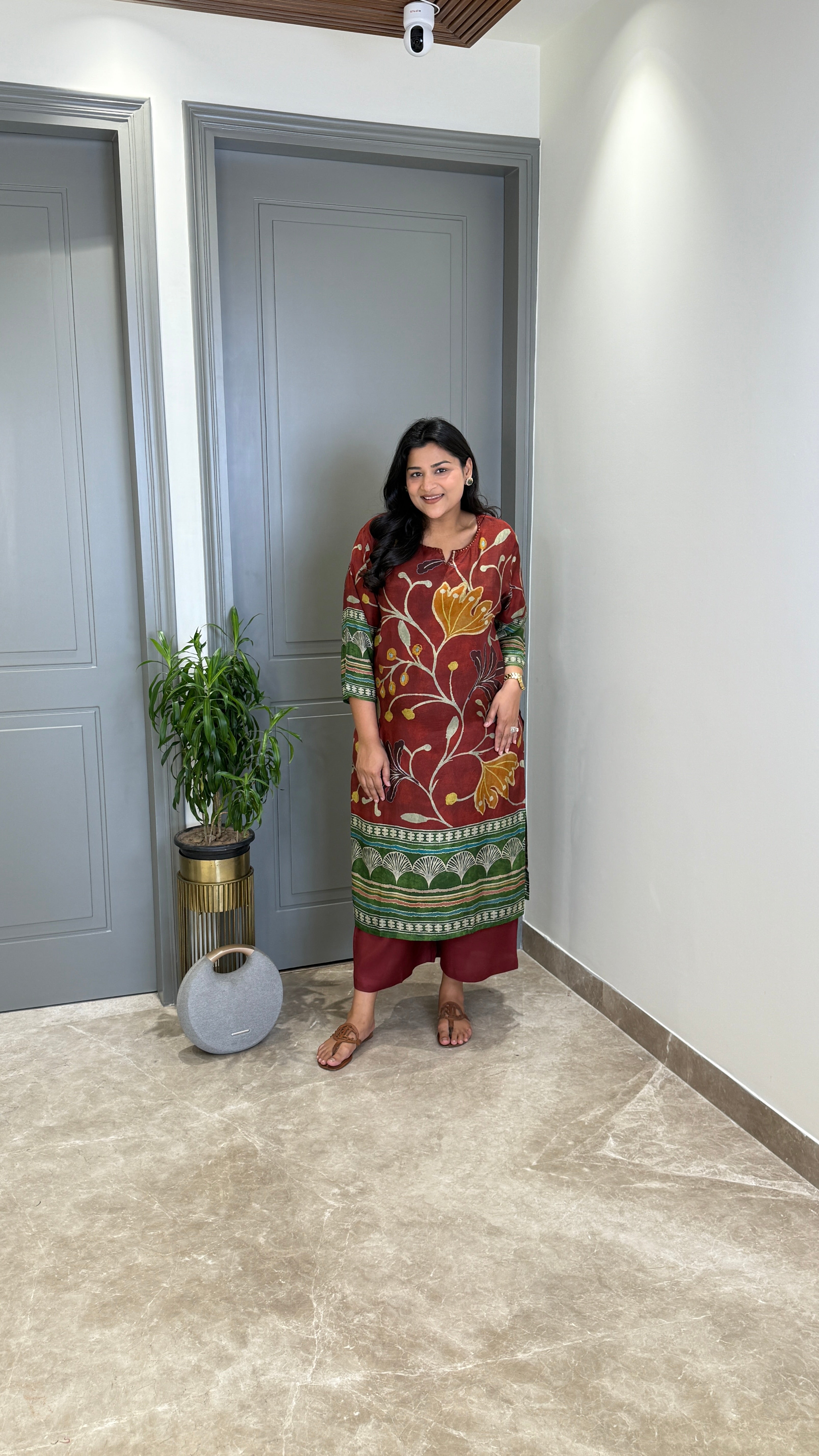 Kalamkari Maroon Kurta Pants