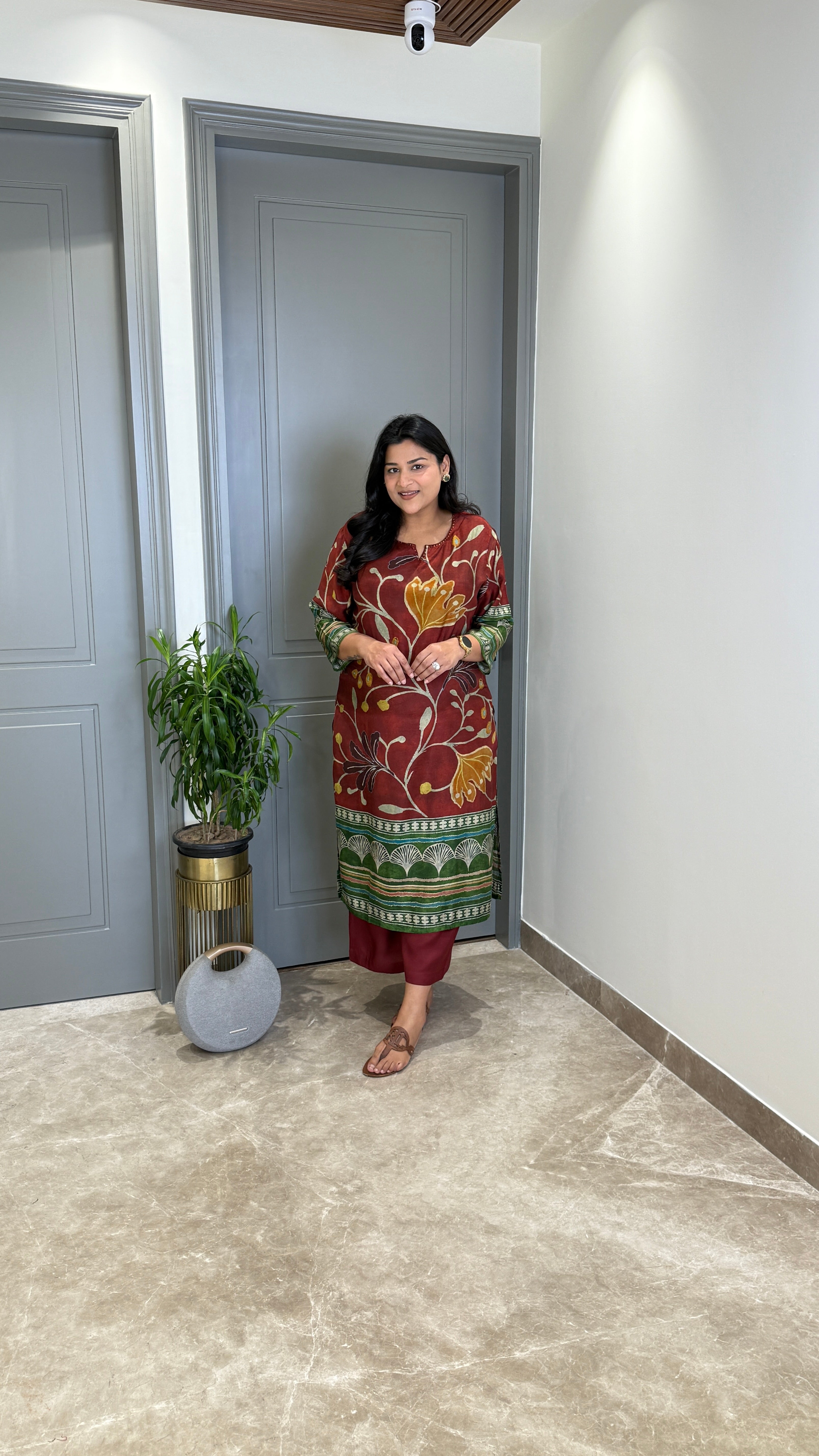 Kalamkari Maroon Kurta Pants
