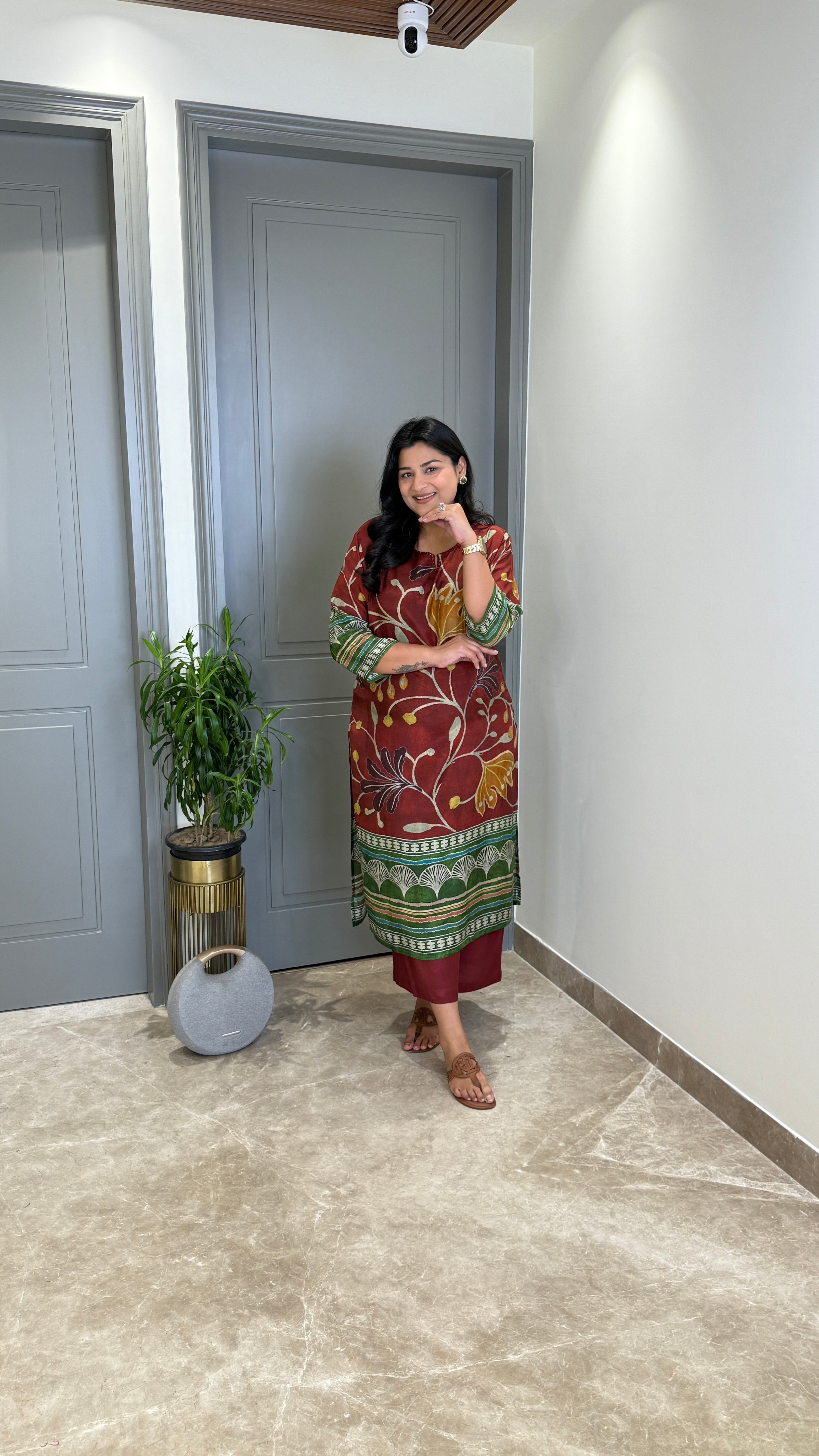 Kalamkari Maroon Kurta Pants