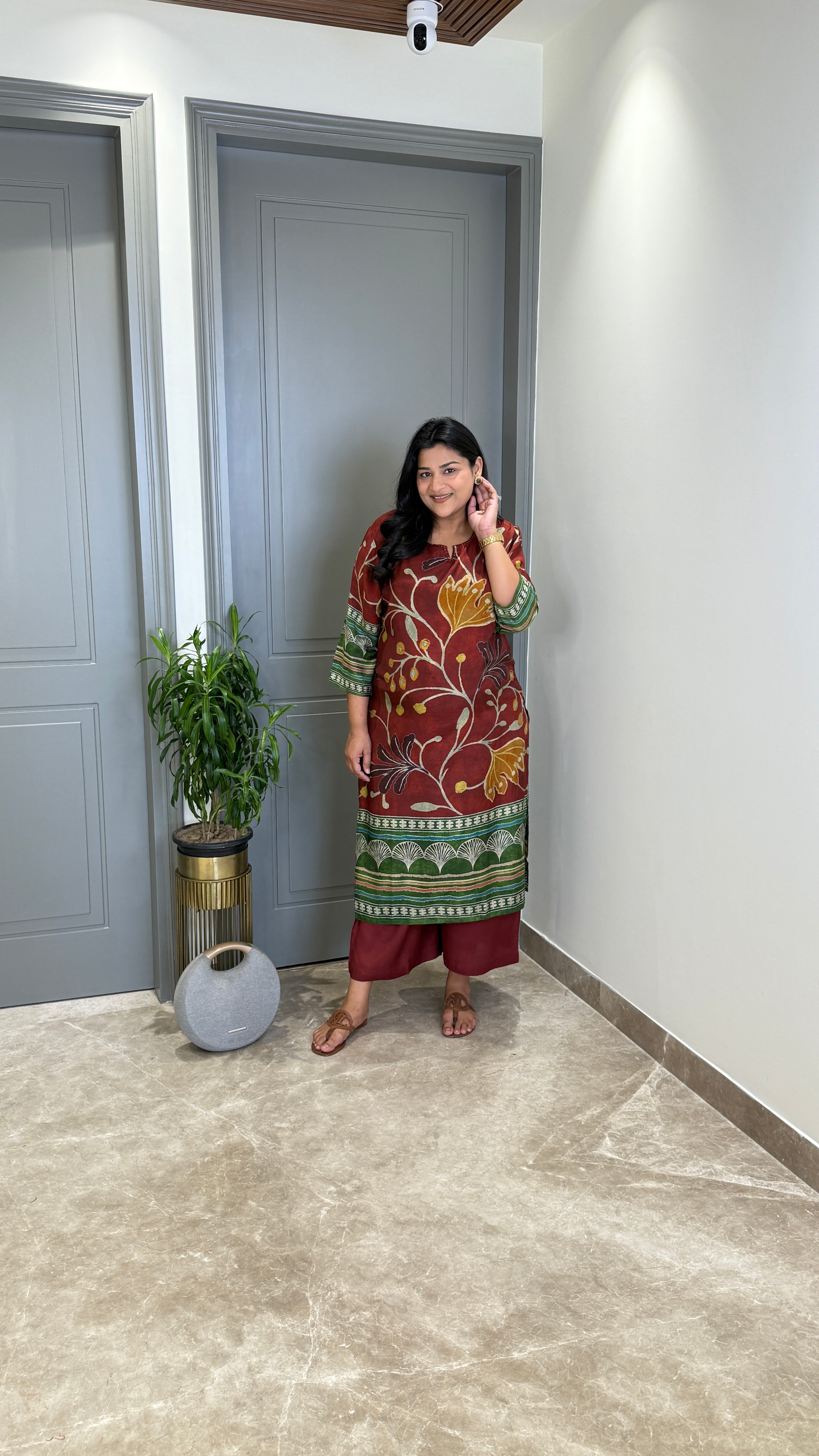 Kalamkari Maroon Kurta Pants