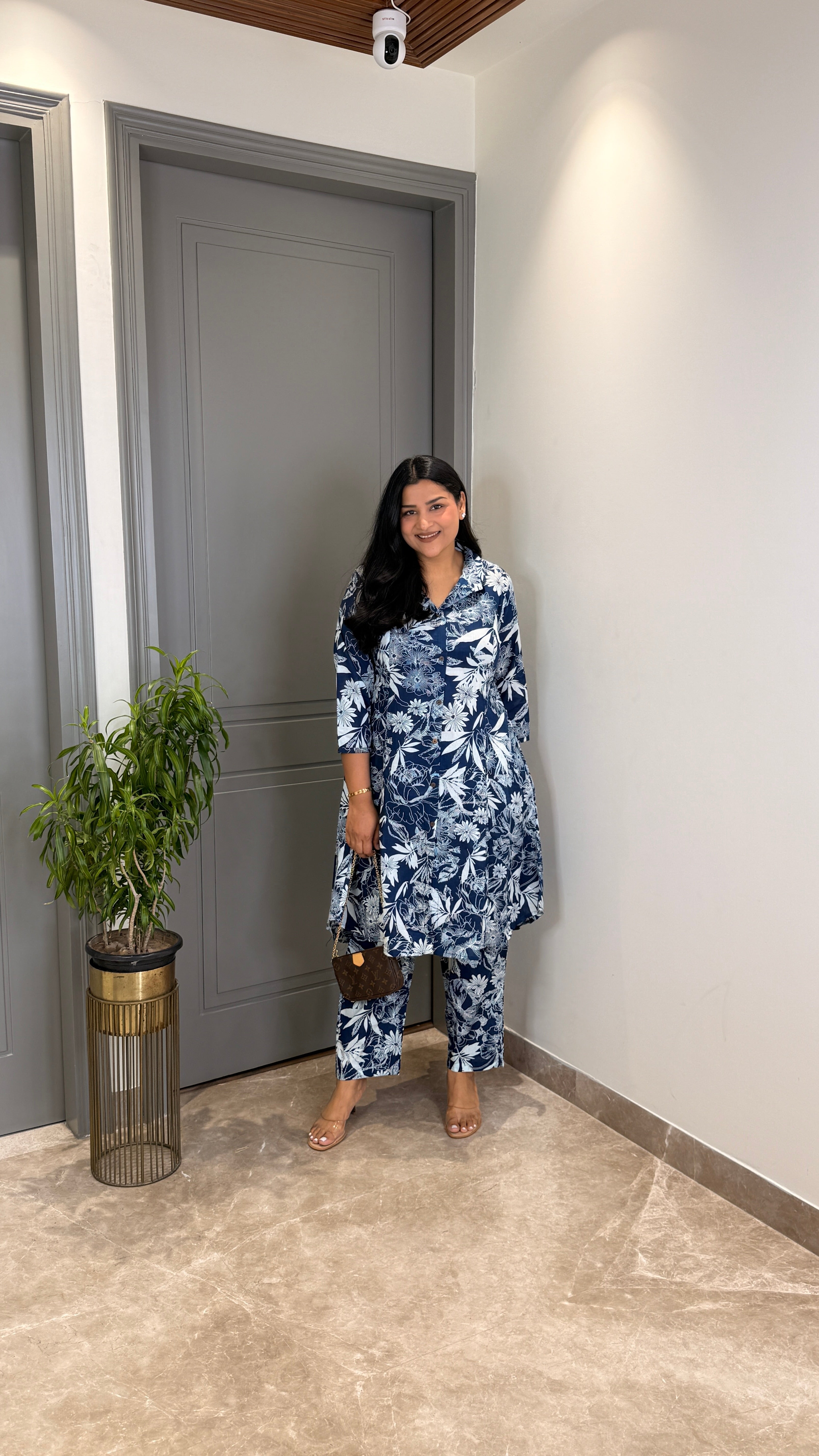 Blue Flower Cotton Cord Set shrisa.in