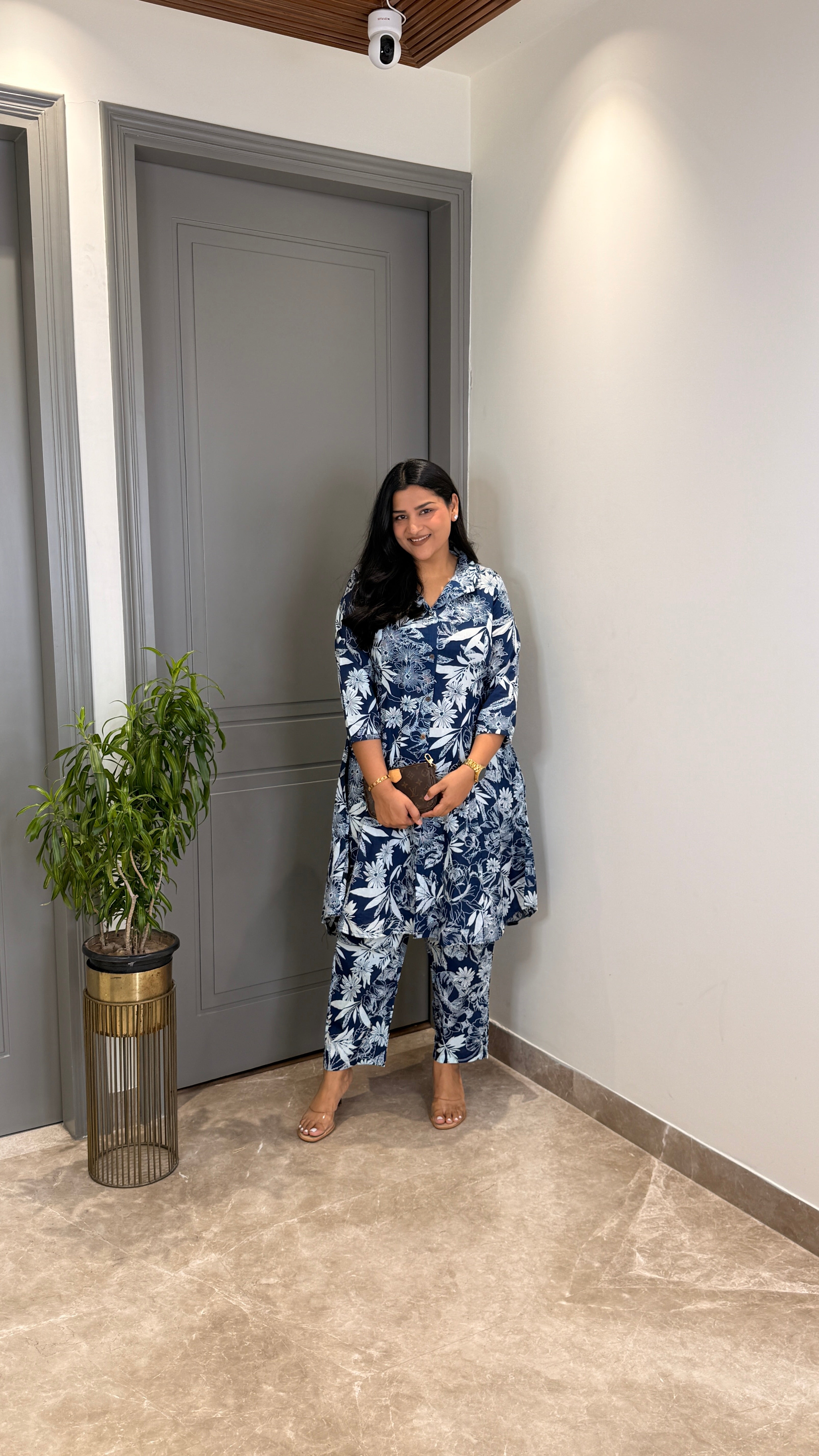 Blue Flower Cotton Cord Set shrisa.in