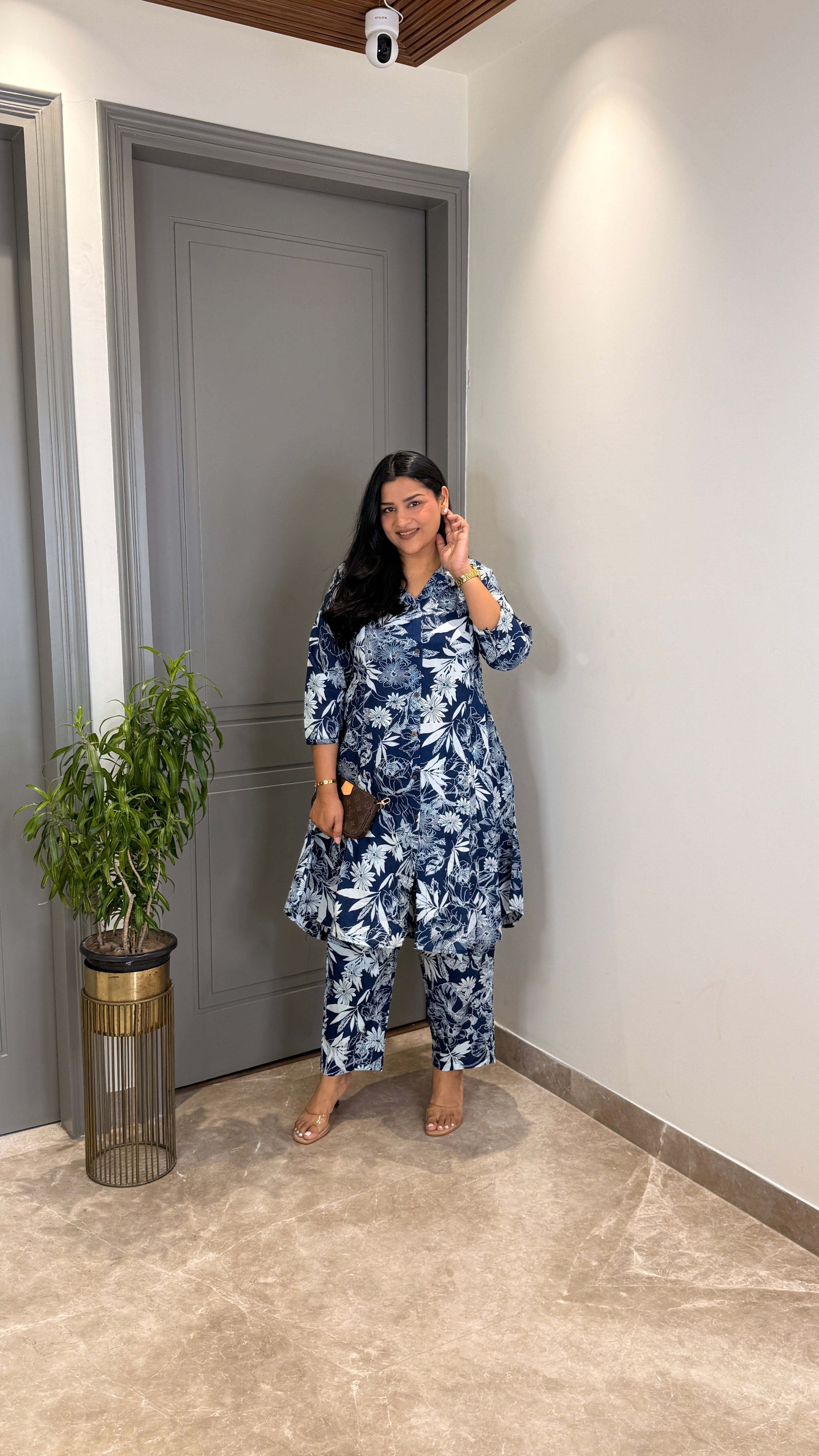 Blue Flower Cotton Cord Set shrisa.in