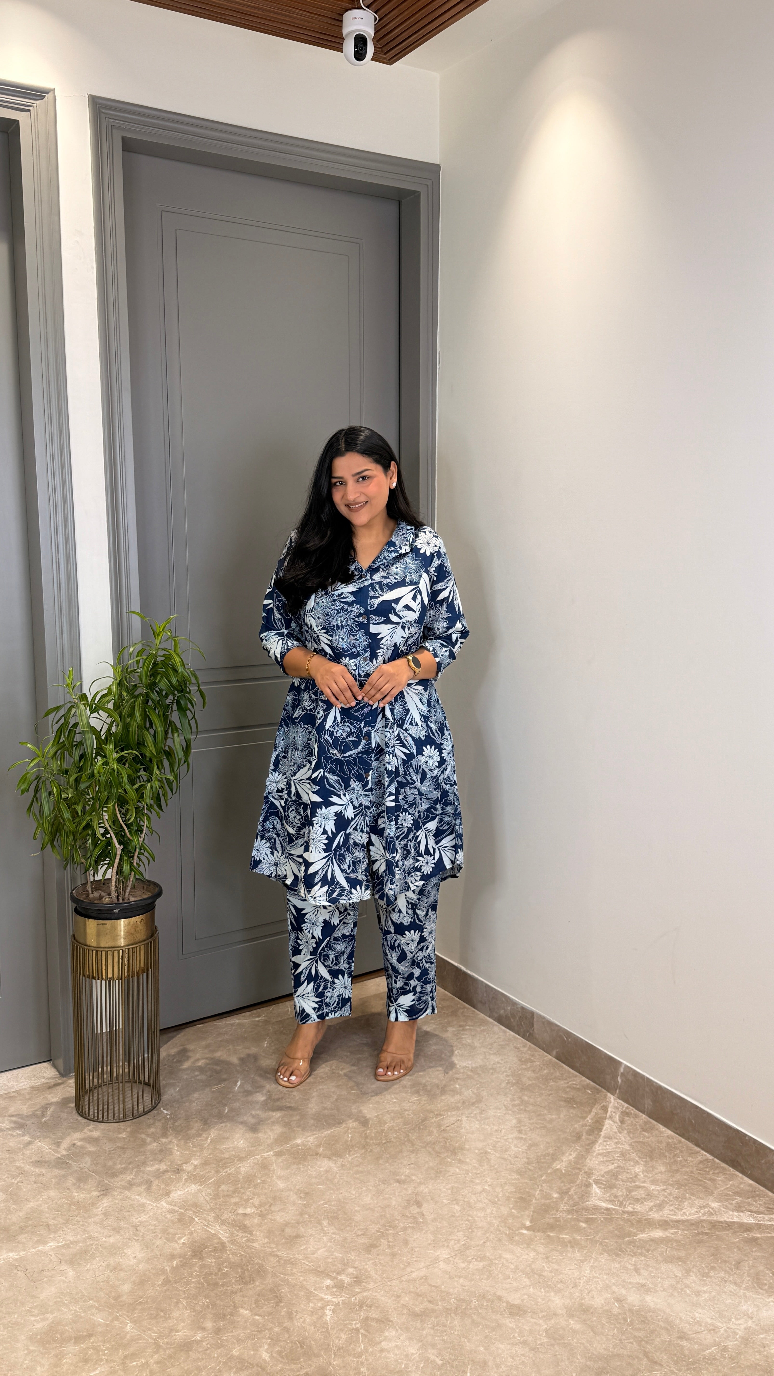 Blue Flower Cotton Cord Set shrisa.in