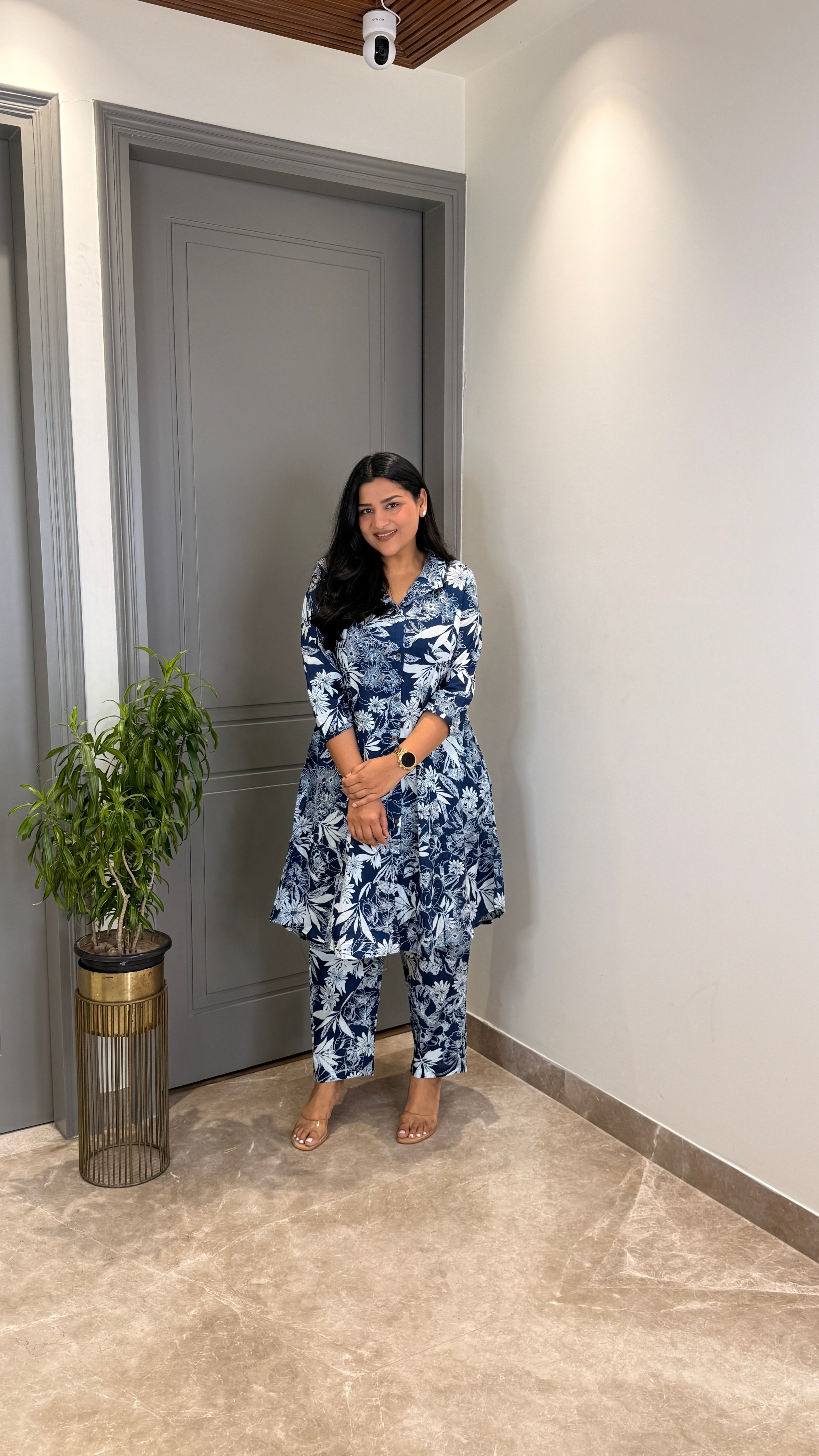 Blue Flower Cotton Cord Set shrisa.in