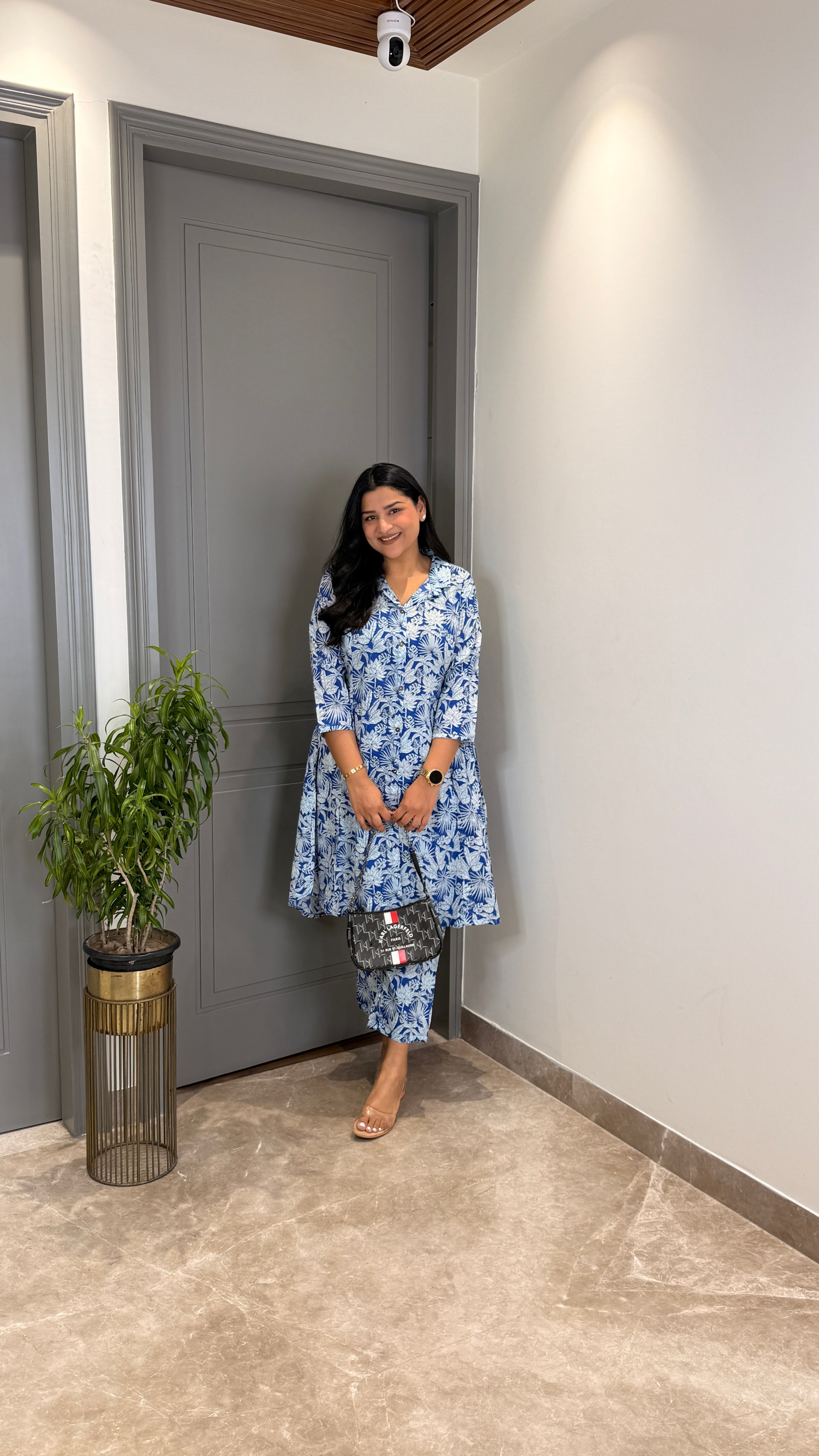 Blue and White Floral Cotton Cord Set shrisa.in