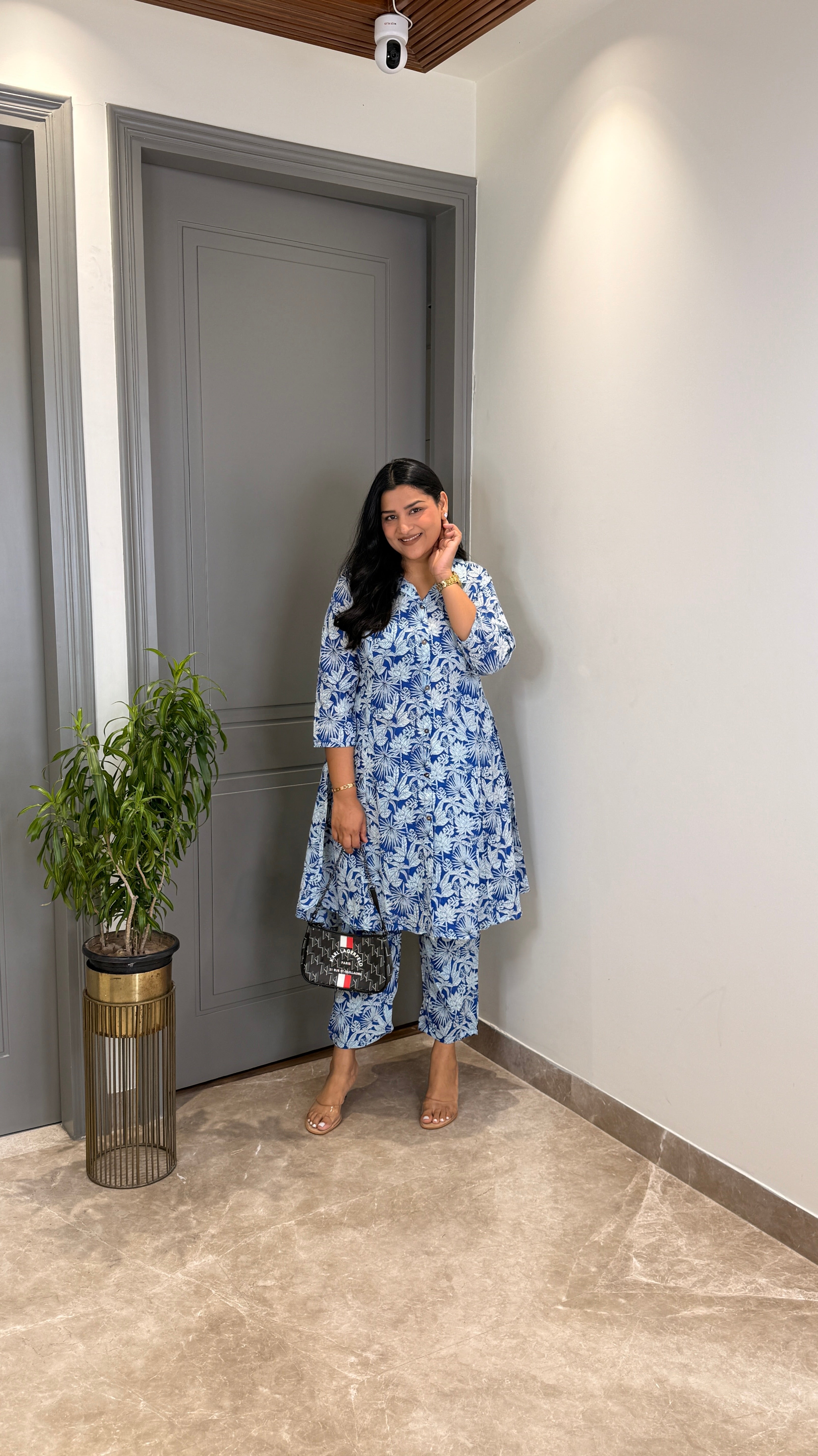 Blue and White Floral Cotton Cord Set shrisa.in