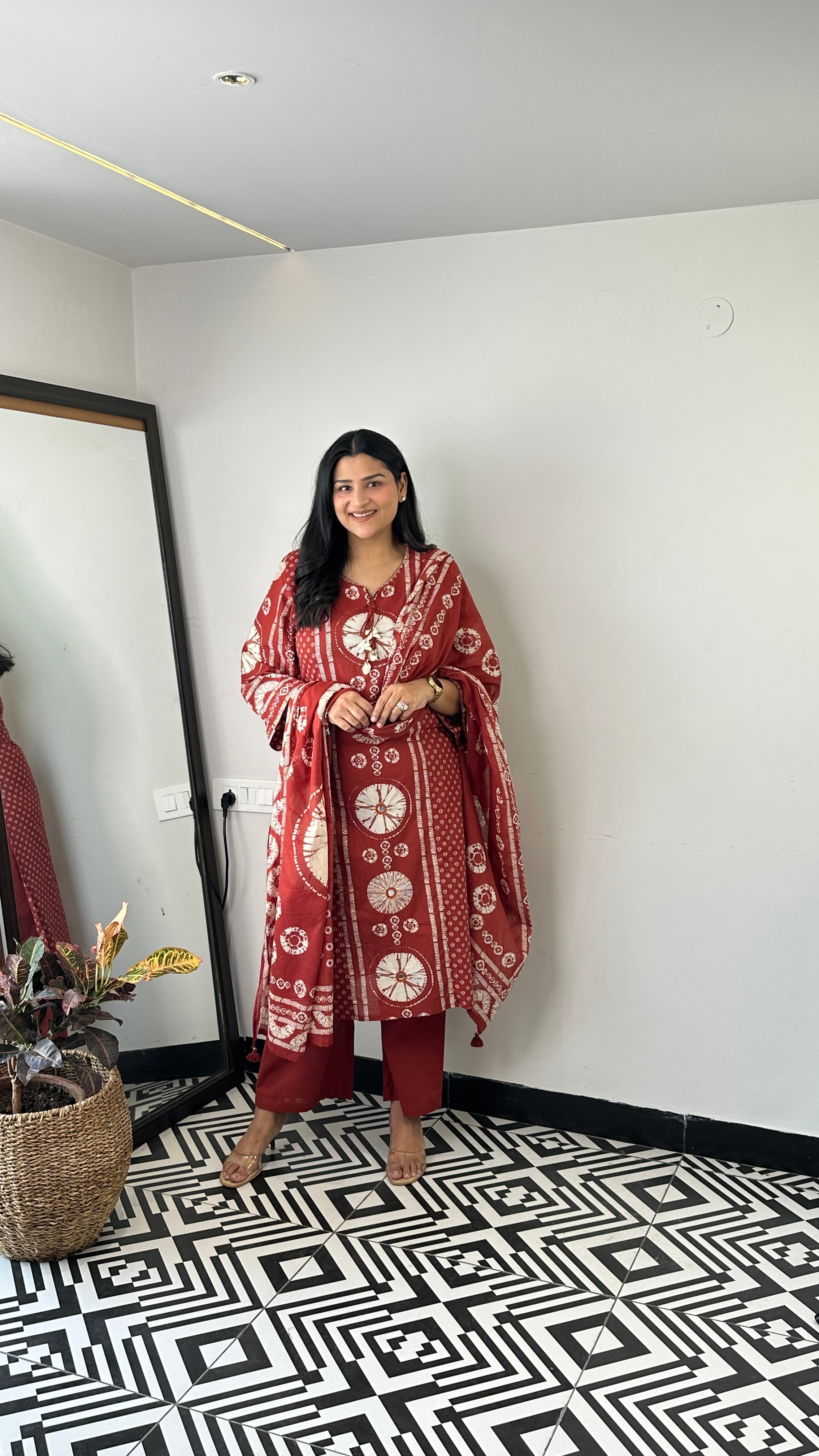Tie & Dye Rust Pure Cotton Suit Set shrisa.in