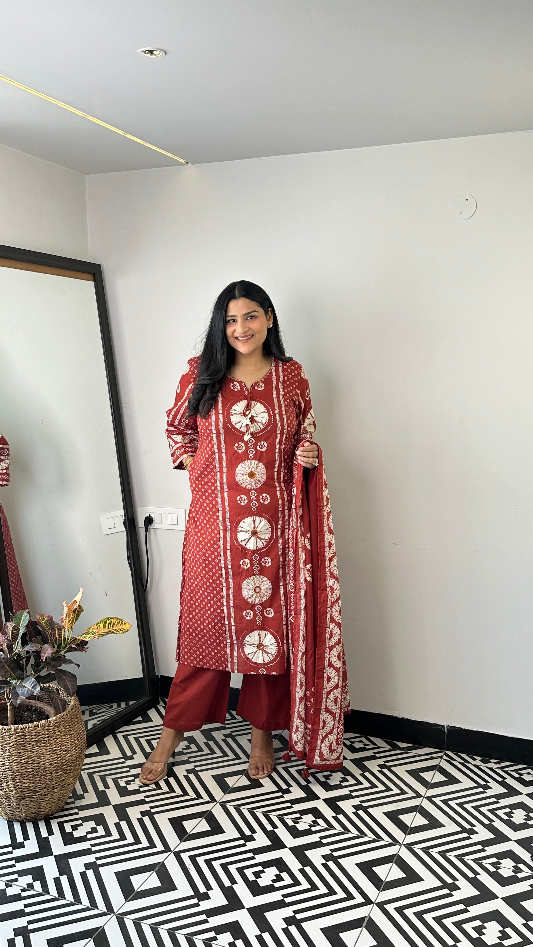 Tie & Dye Rust Pure Cotton Suit Set shrisa.in
