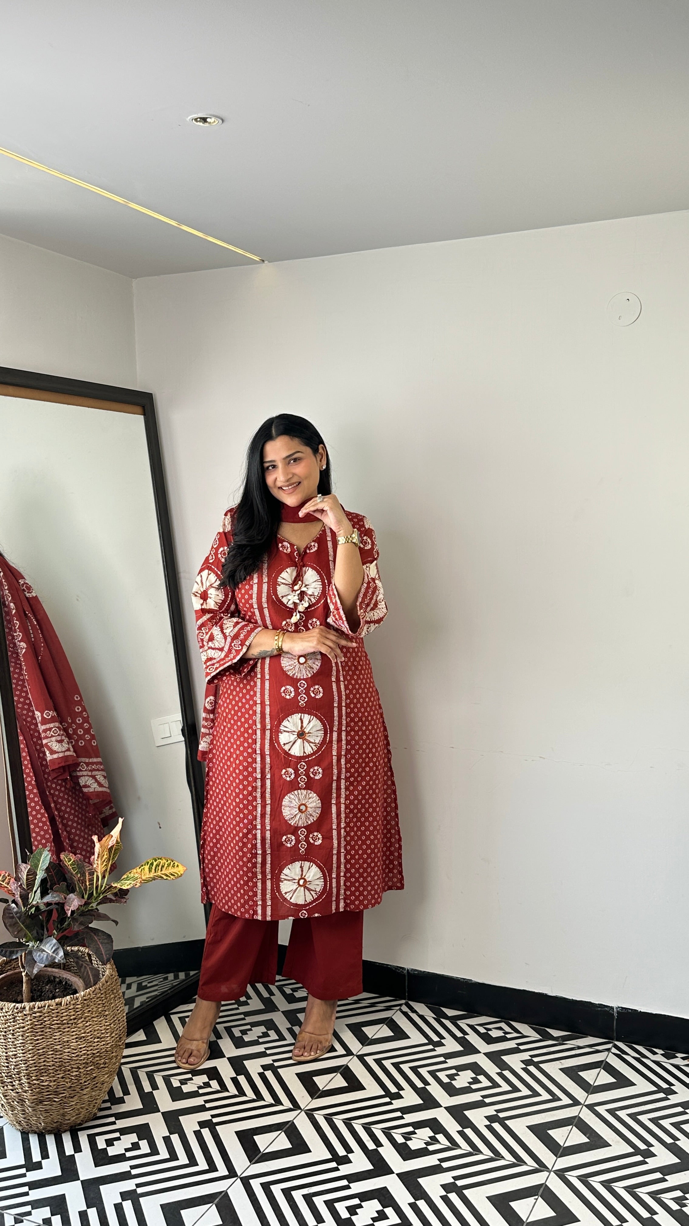 Tie & Dye Rust Pure Cotton Suit Set shrisa.in