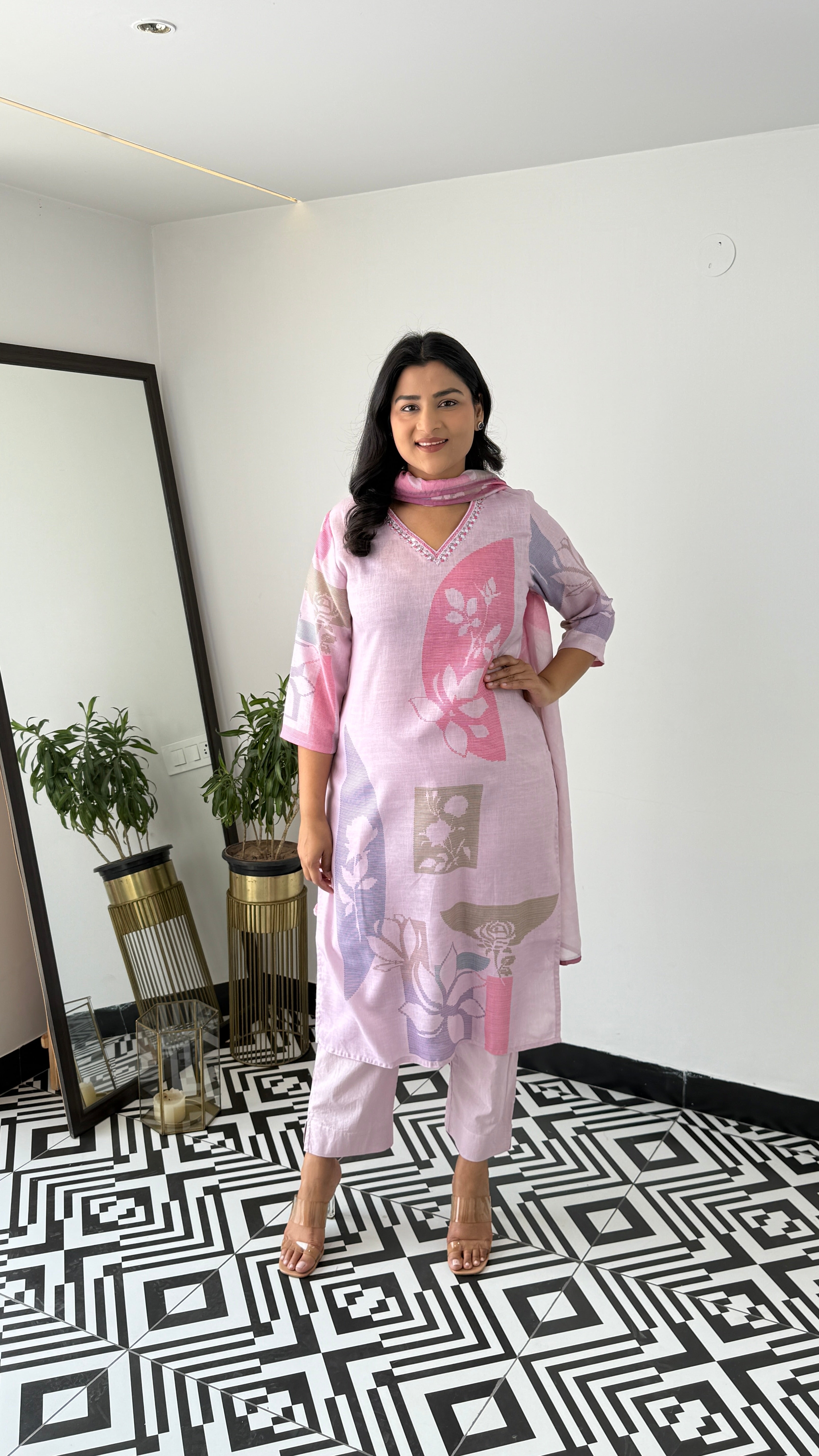 Textile Pink Suit Set
