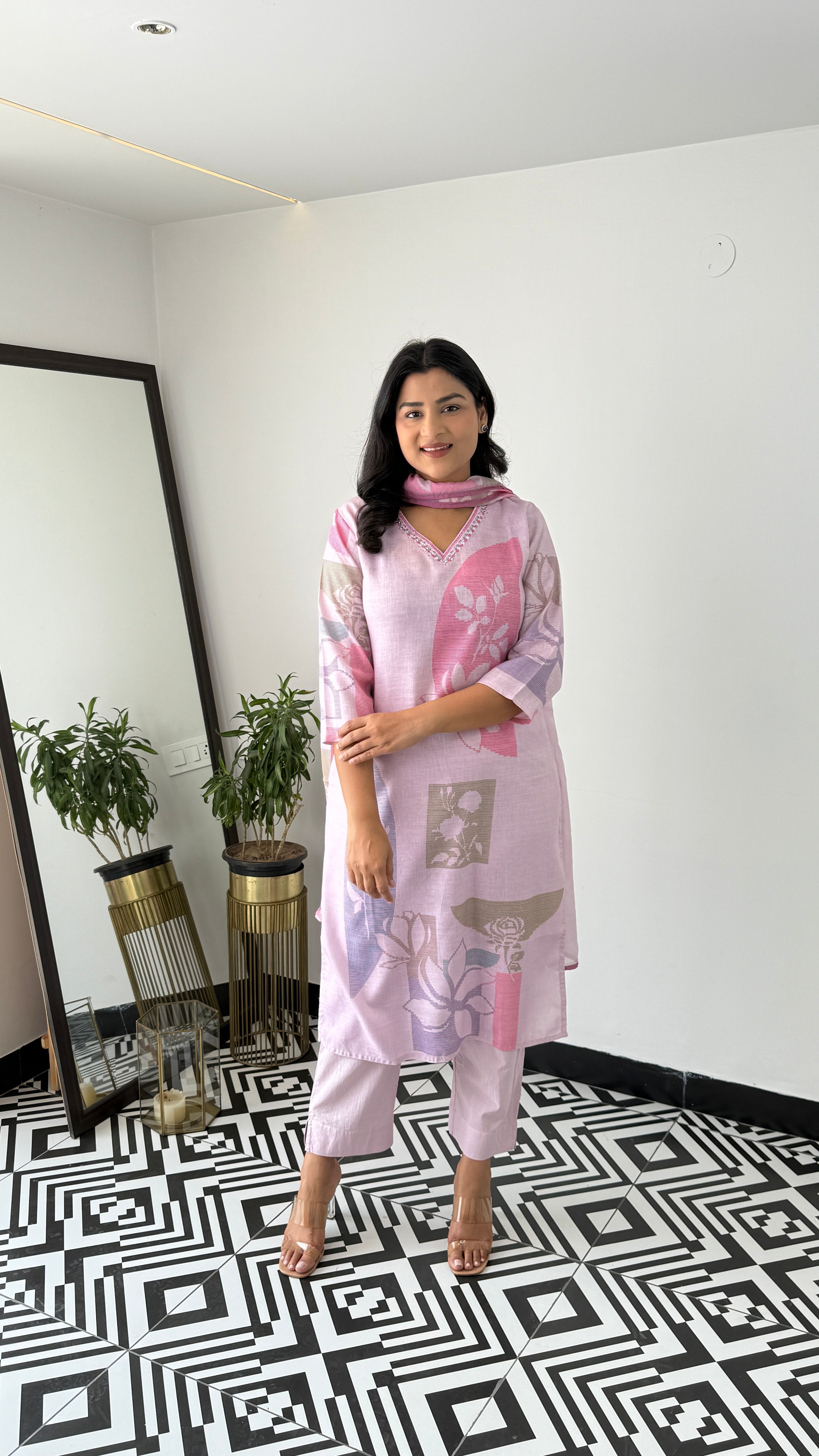Textile Pink Suit Set