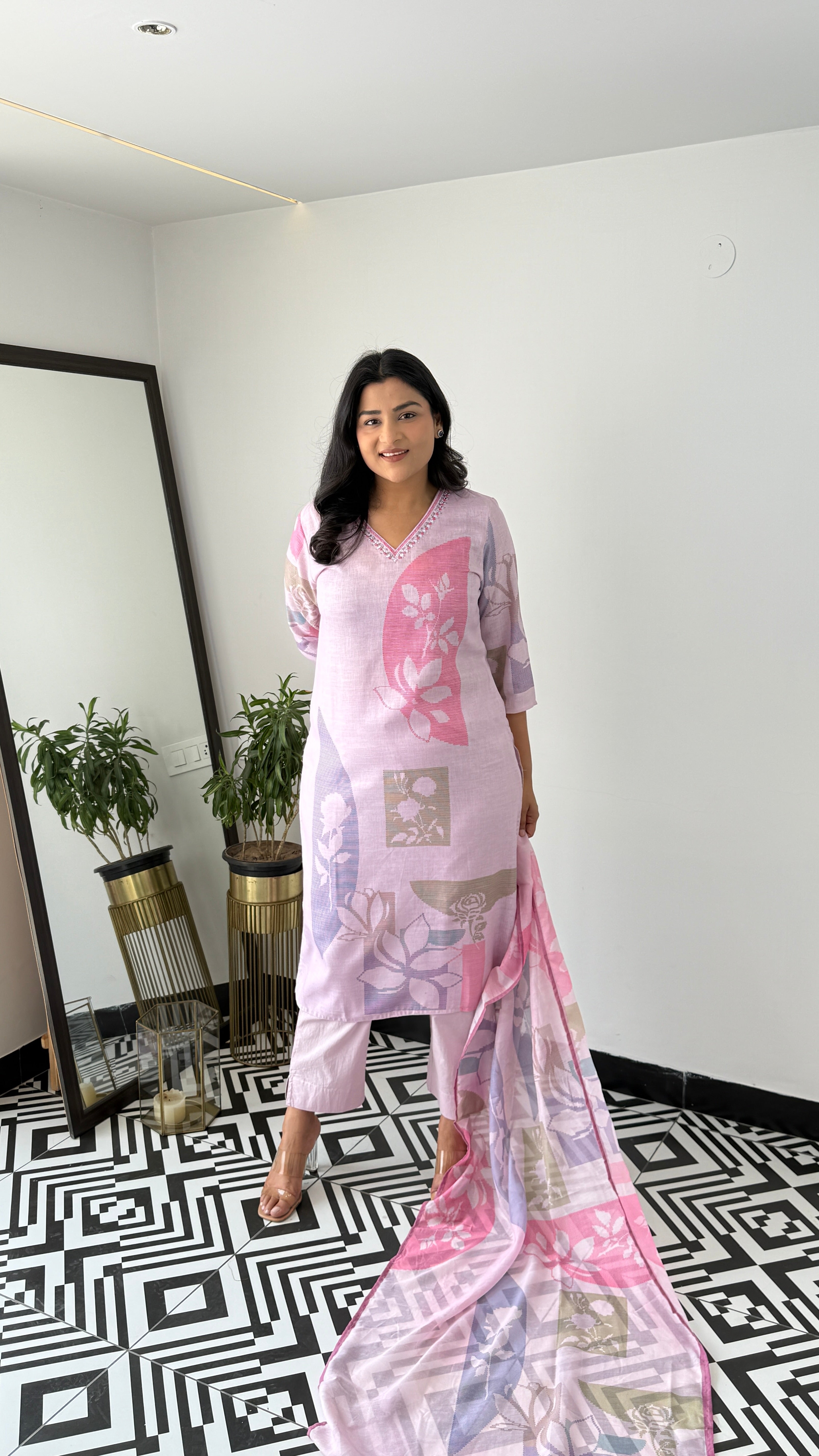 Textile Pink Suit Set