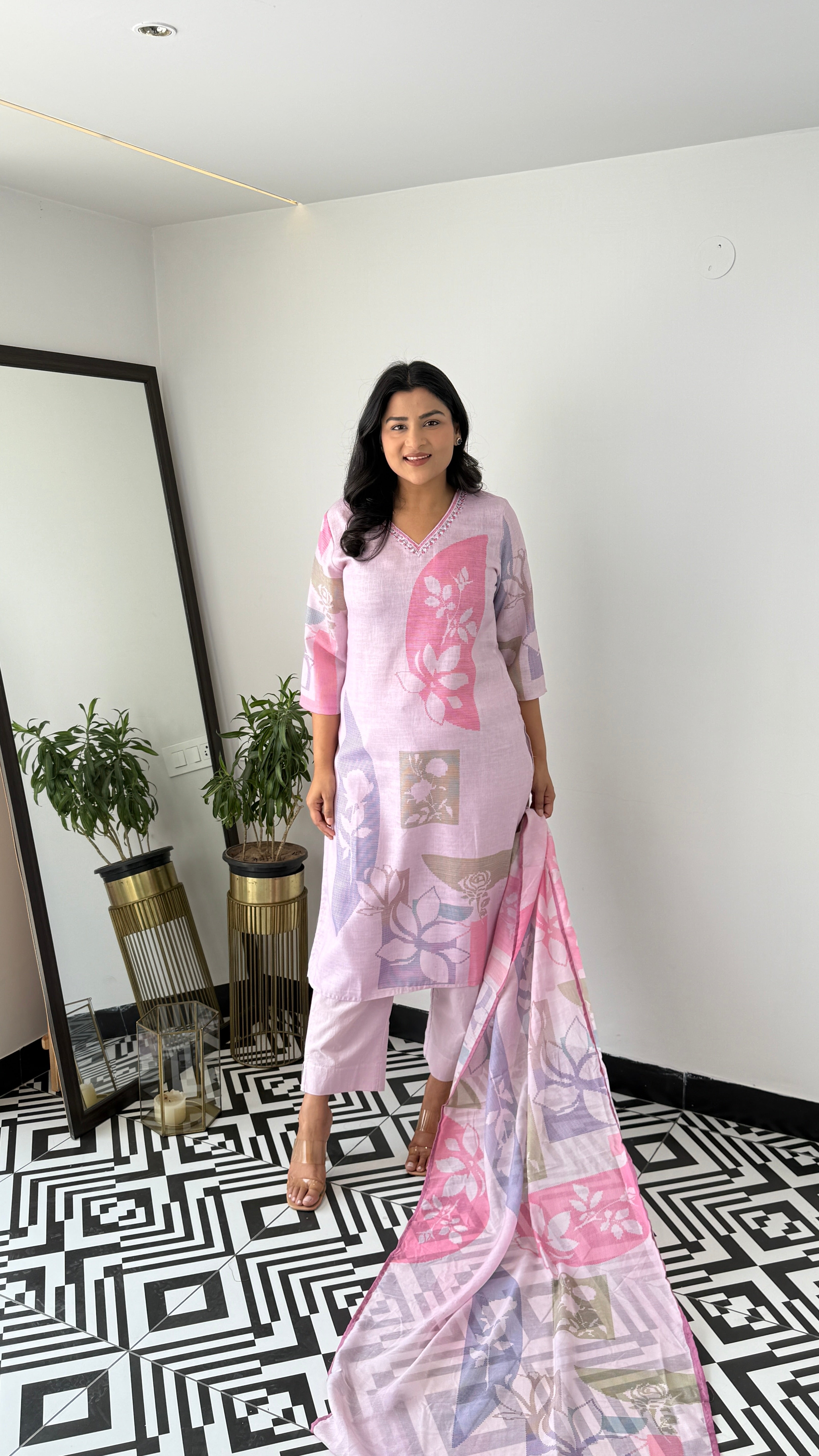 Textile Pink Suit Set