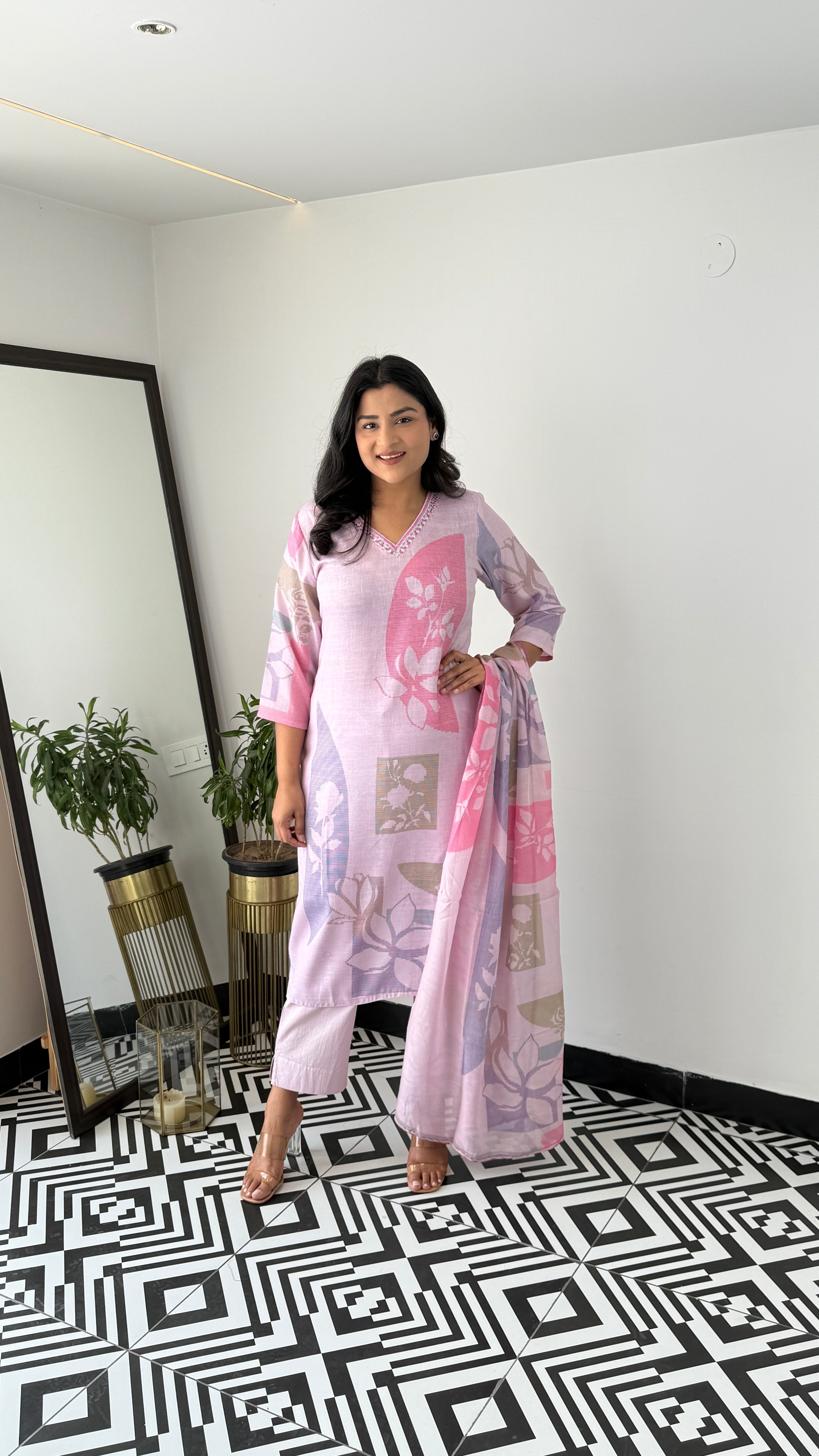 Textile Pink Suit Set