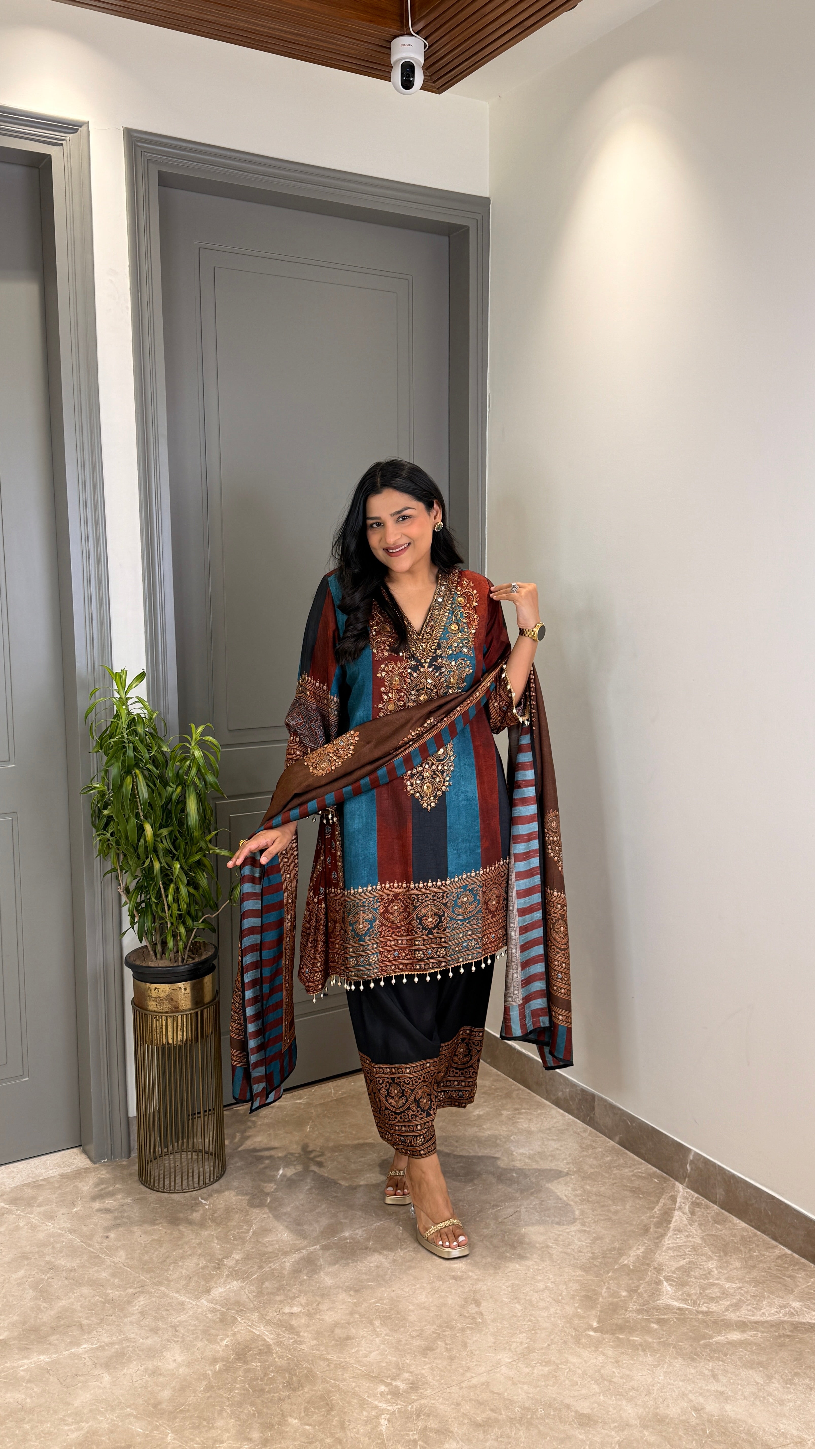 Multicolor Silk Suit Set shrisa.in