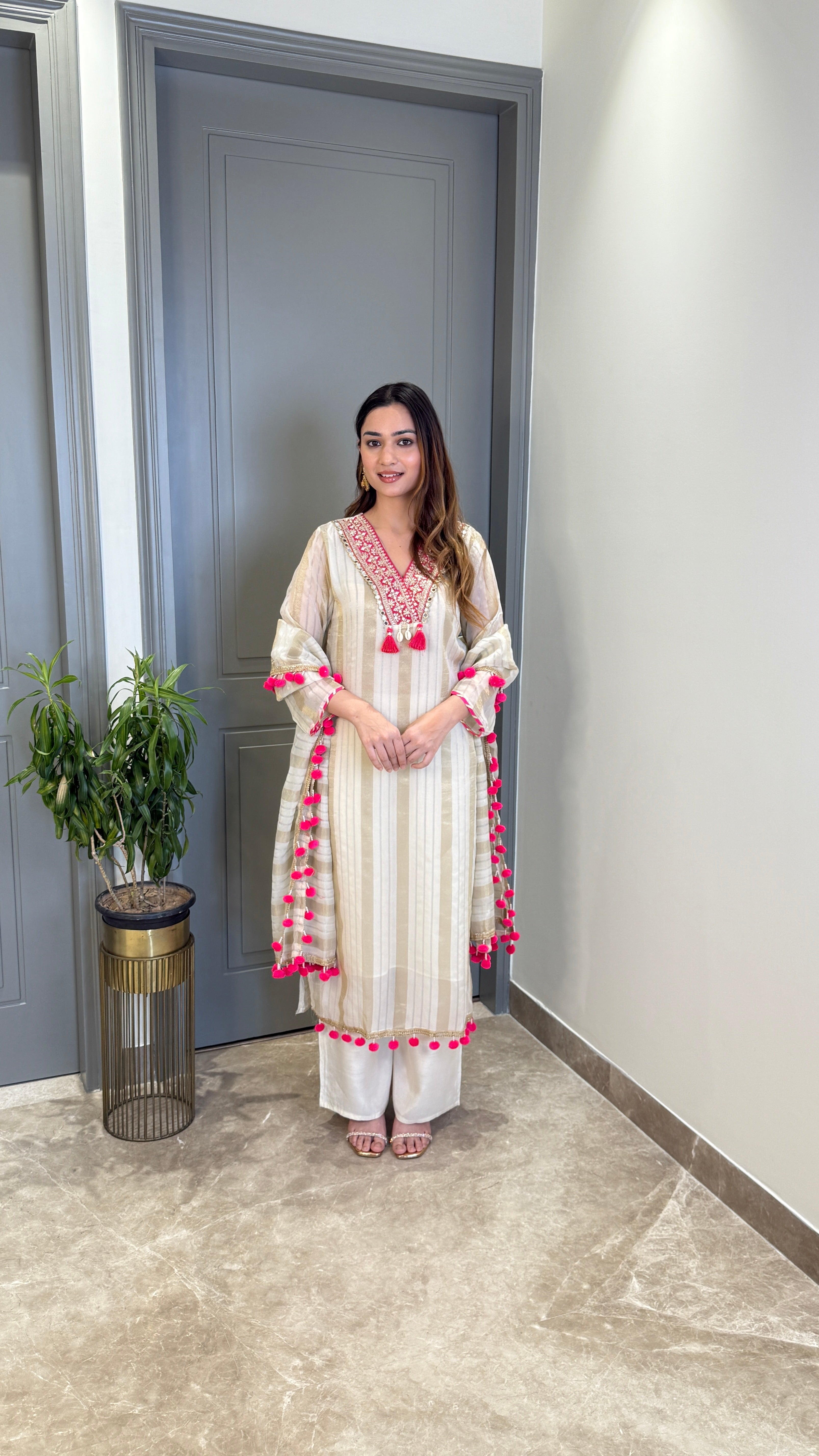 Pom Pom Ivory Suit Set