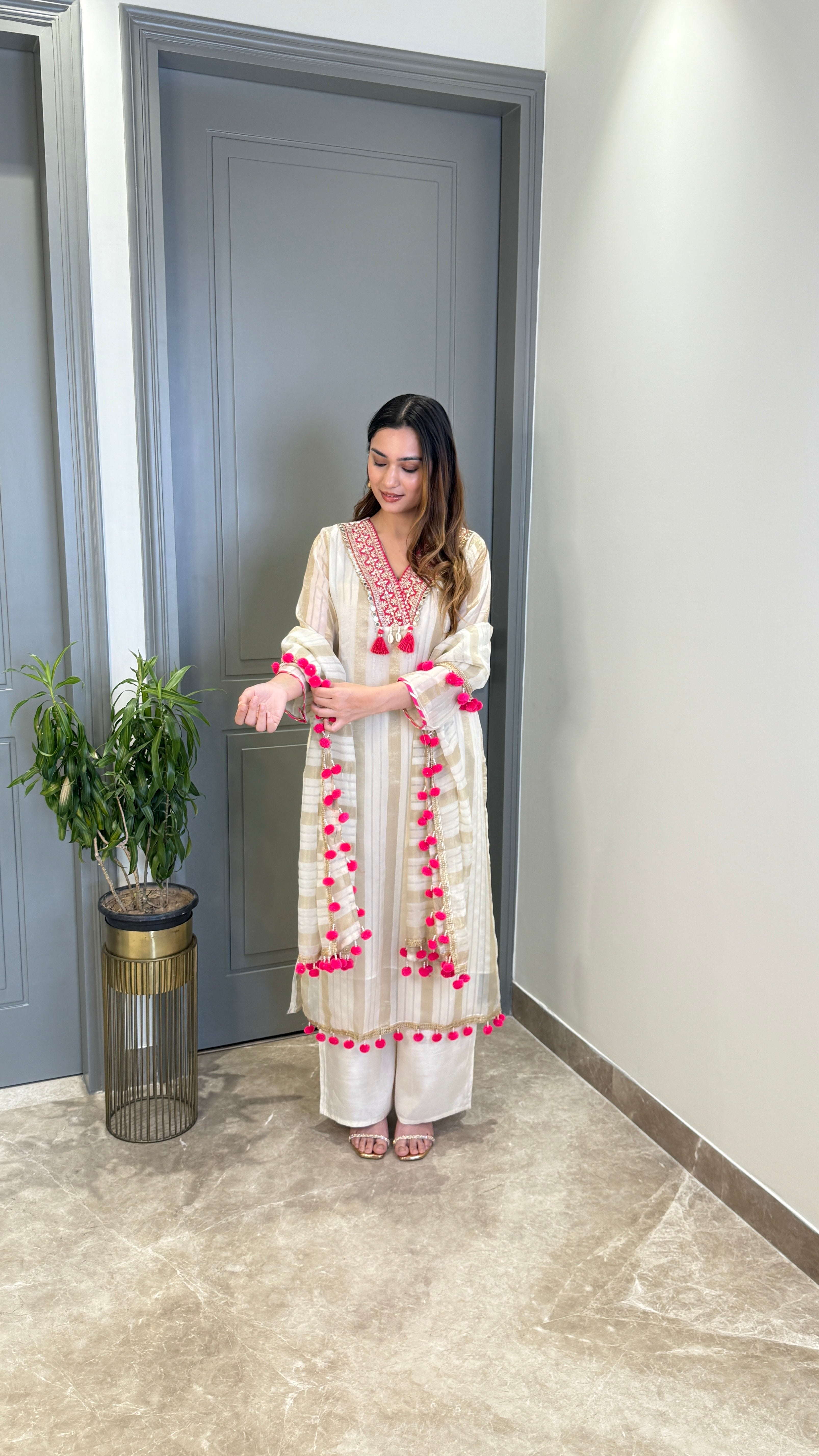 Pom Pom Ivory Suit Set