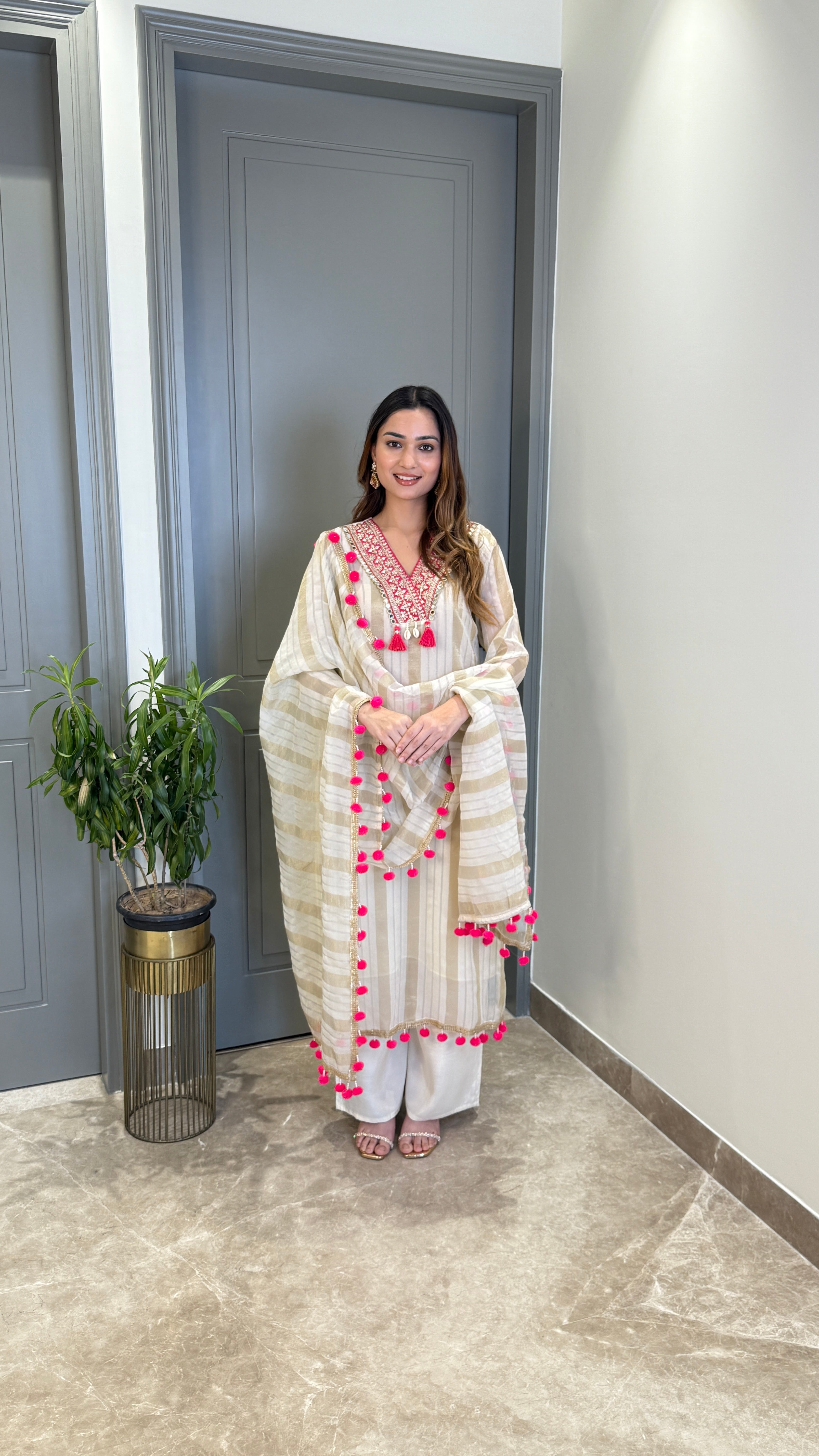 Pom Pom Ivory Suit Set