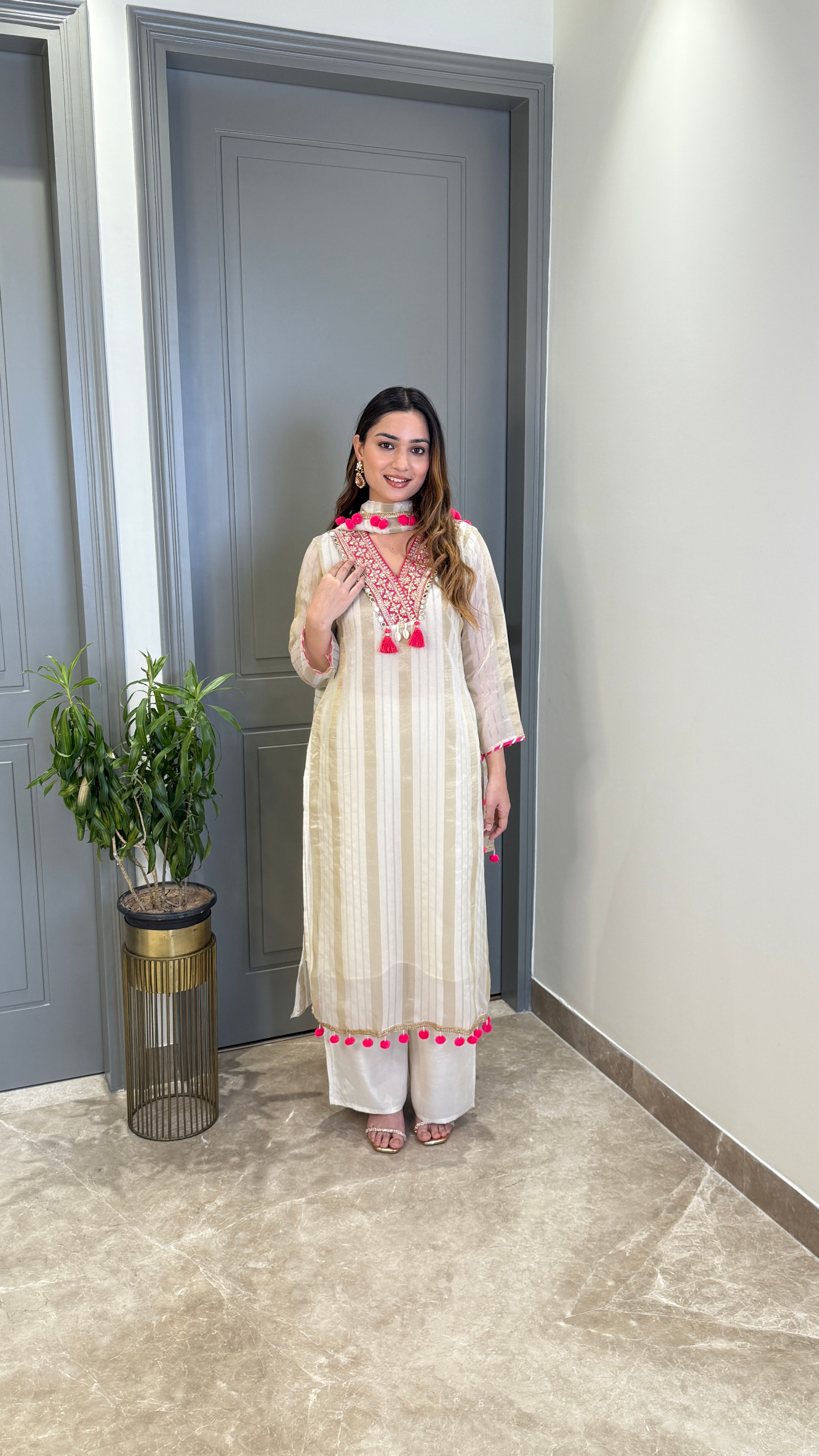 Pom Pom Ivory Suit Set