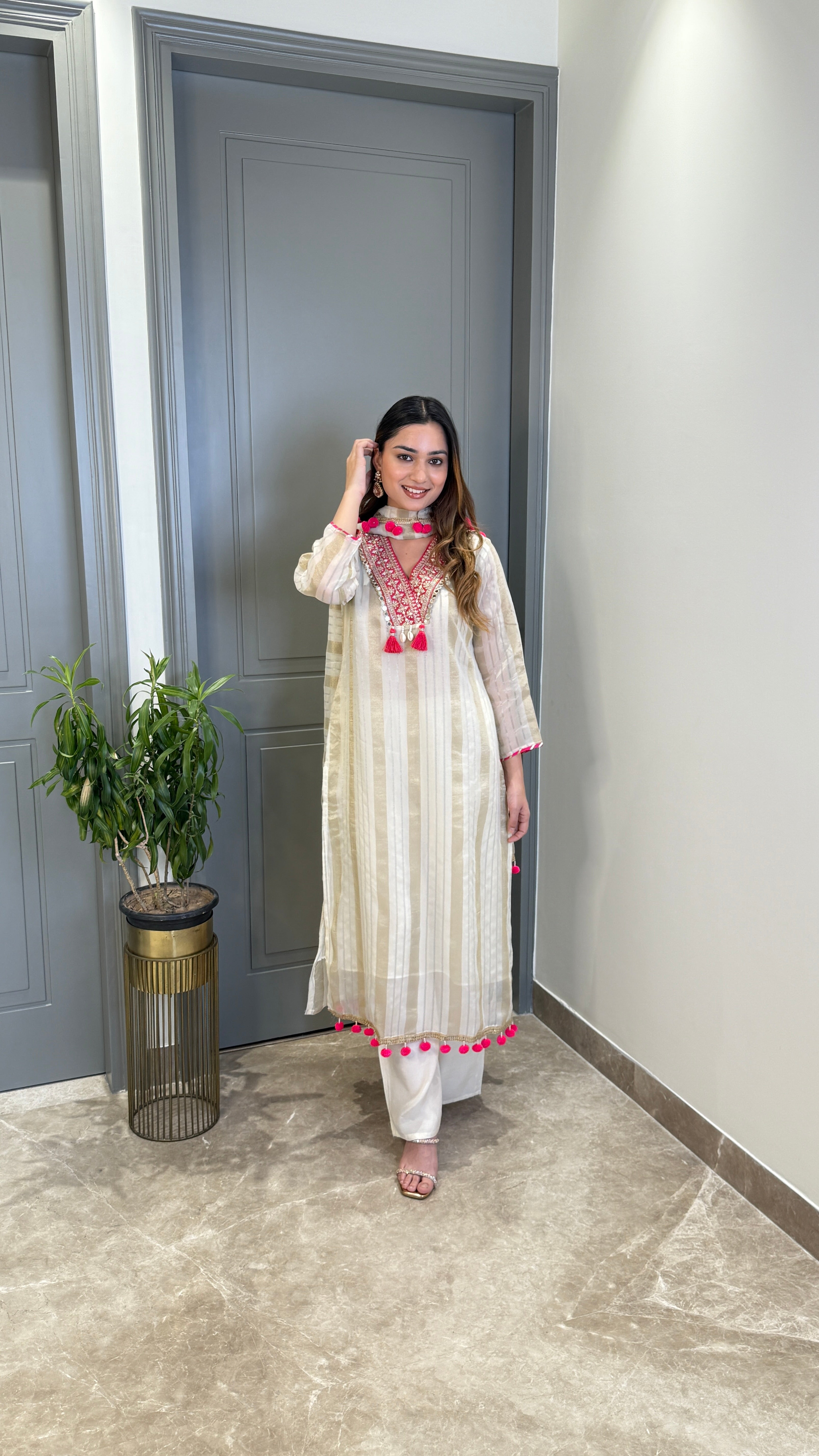 Pom Pom Ivory Suit Set