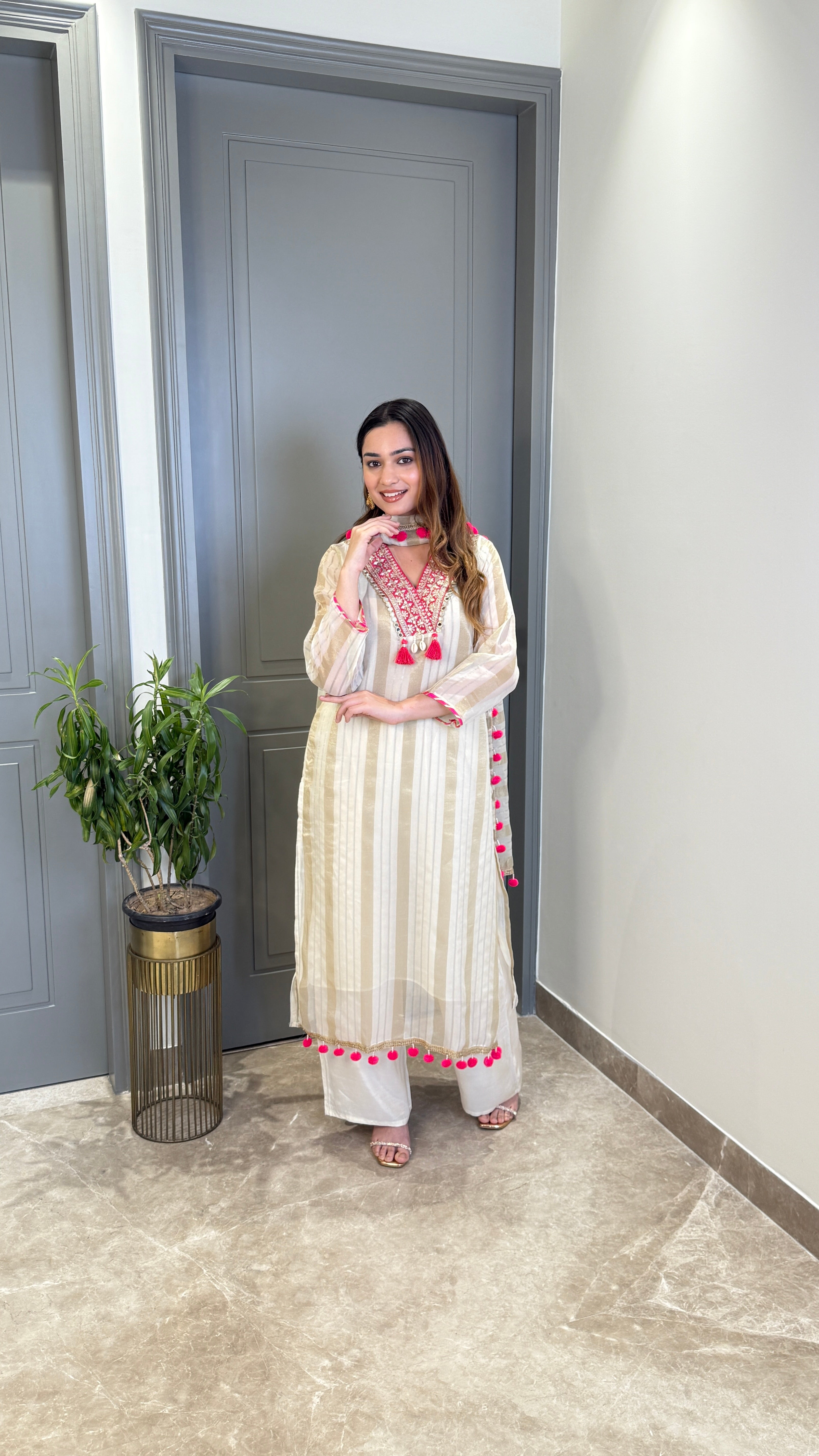 Pom Pom Ivory Suit Set