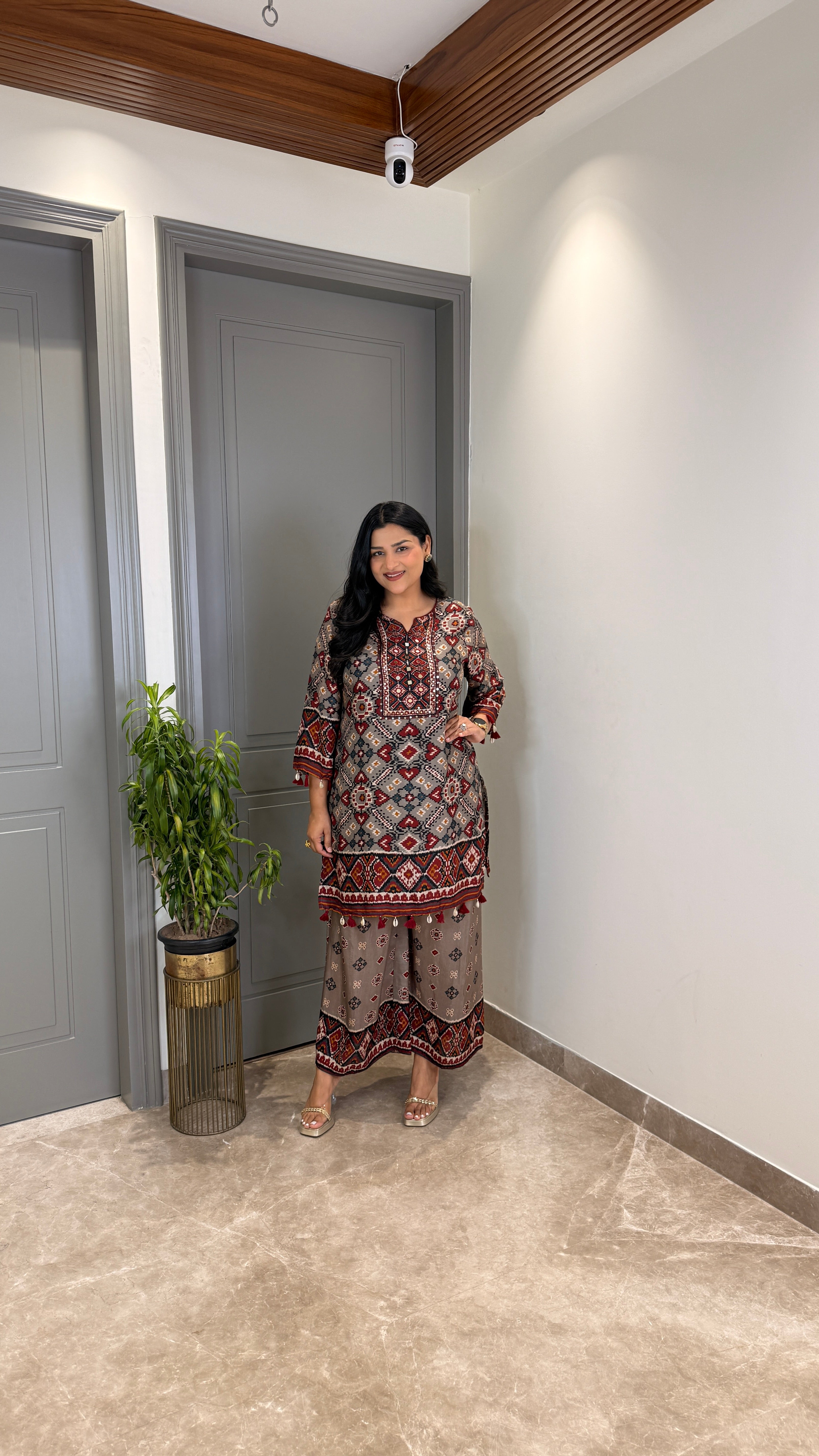 Patola Grey Silk Suit Set shrisa.in