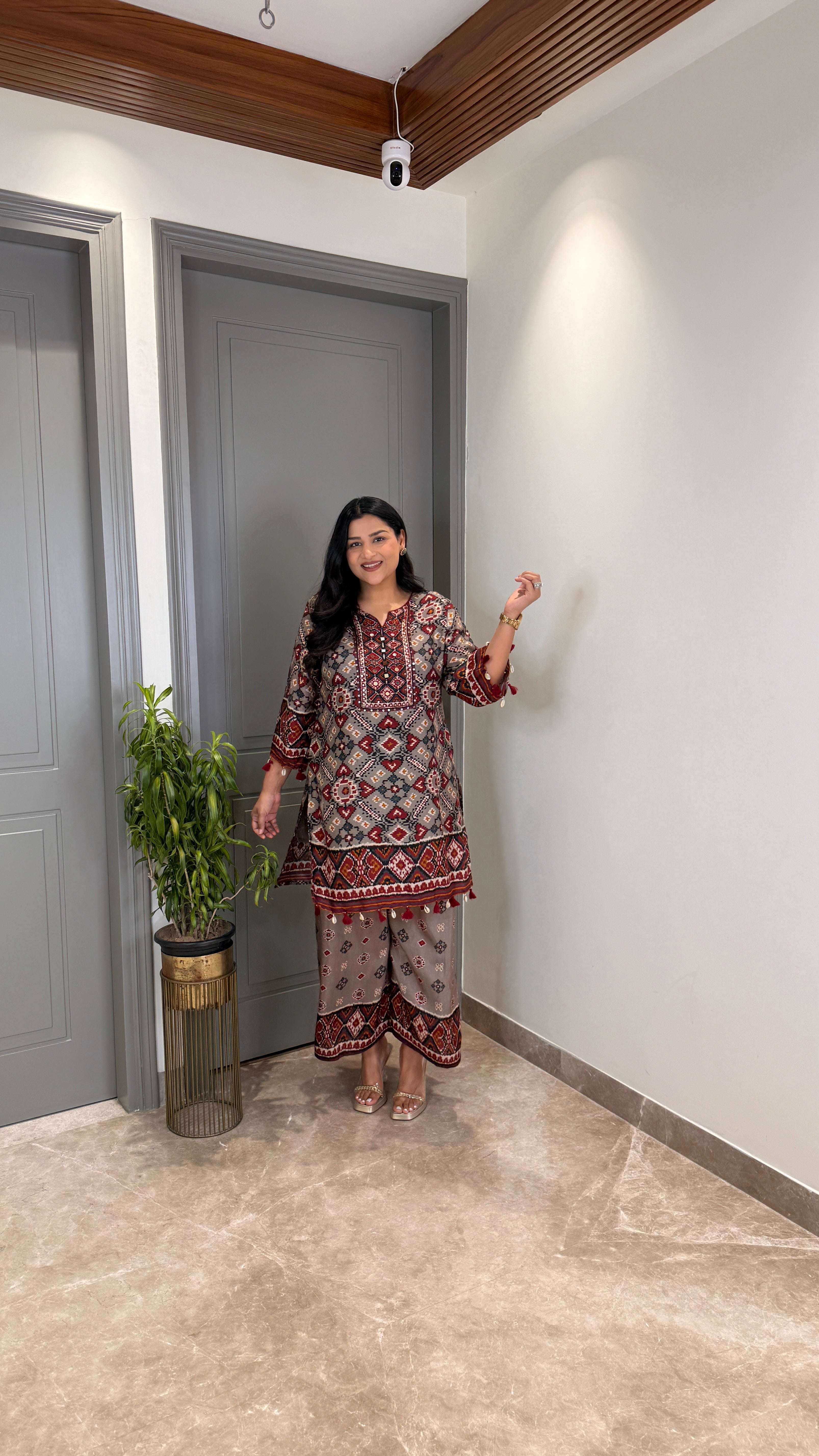 Patola Grey Silk Suit Set shrisa.in