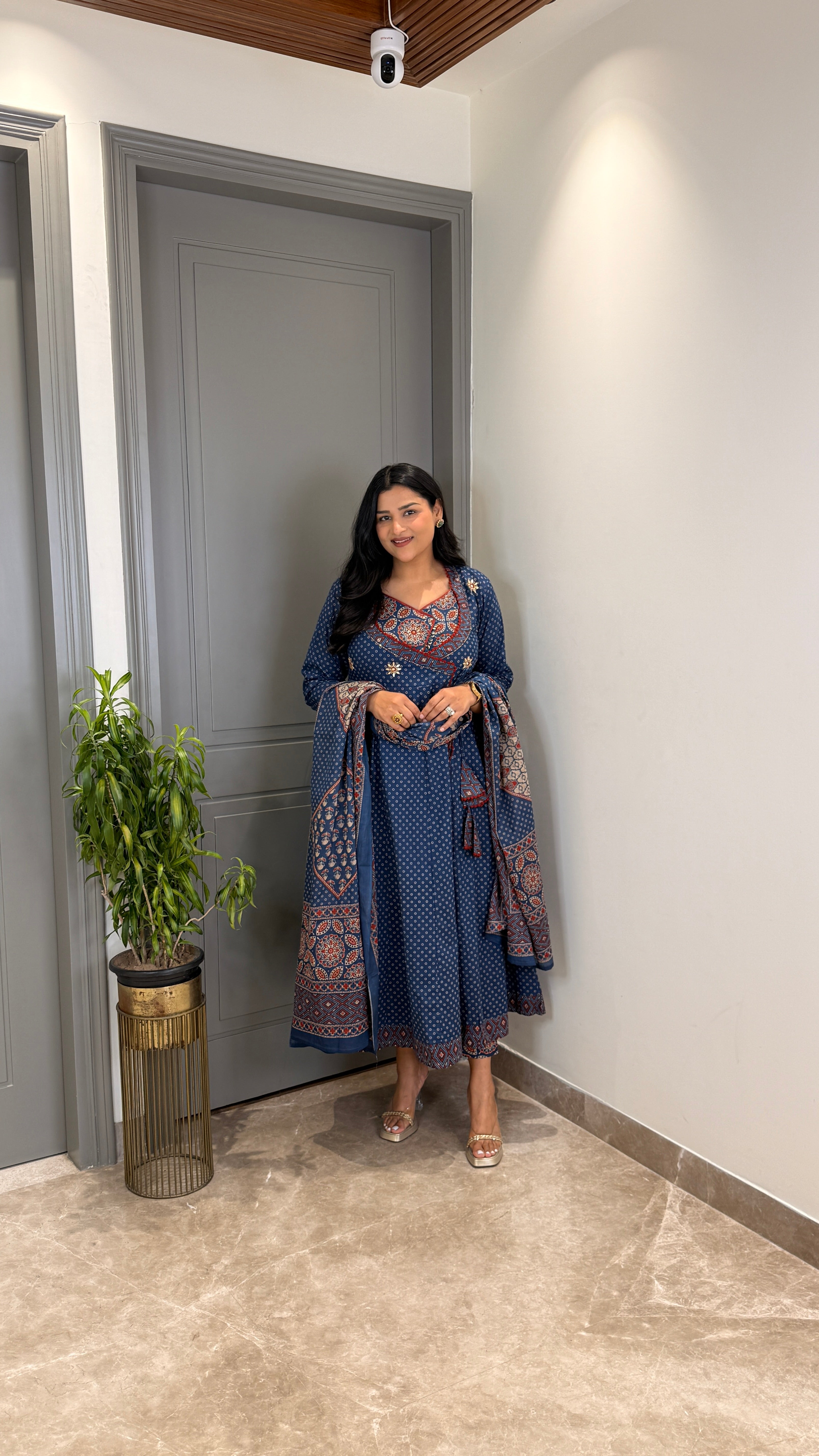 ⁠Blue Bandhej Anarkali shrisa.in