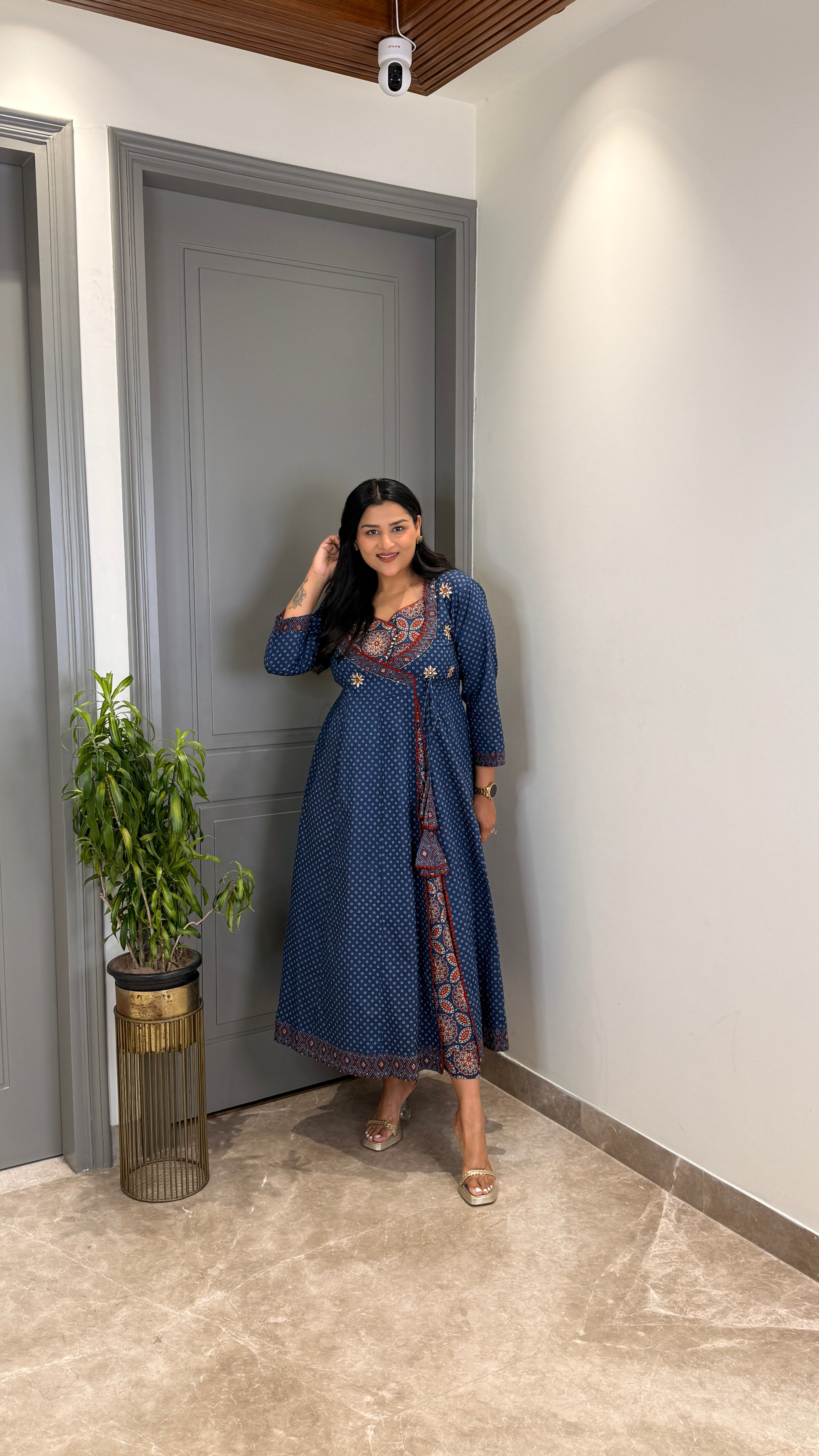 ⁠Blue Bandhej Anarkali shrisa.in