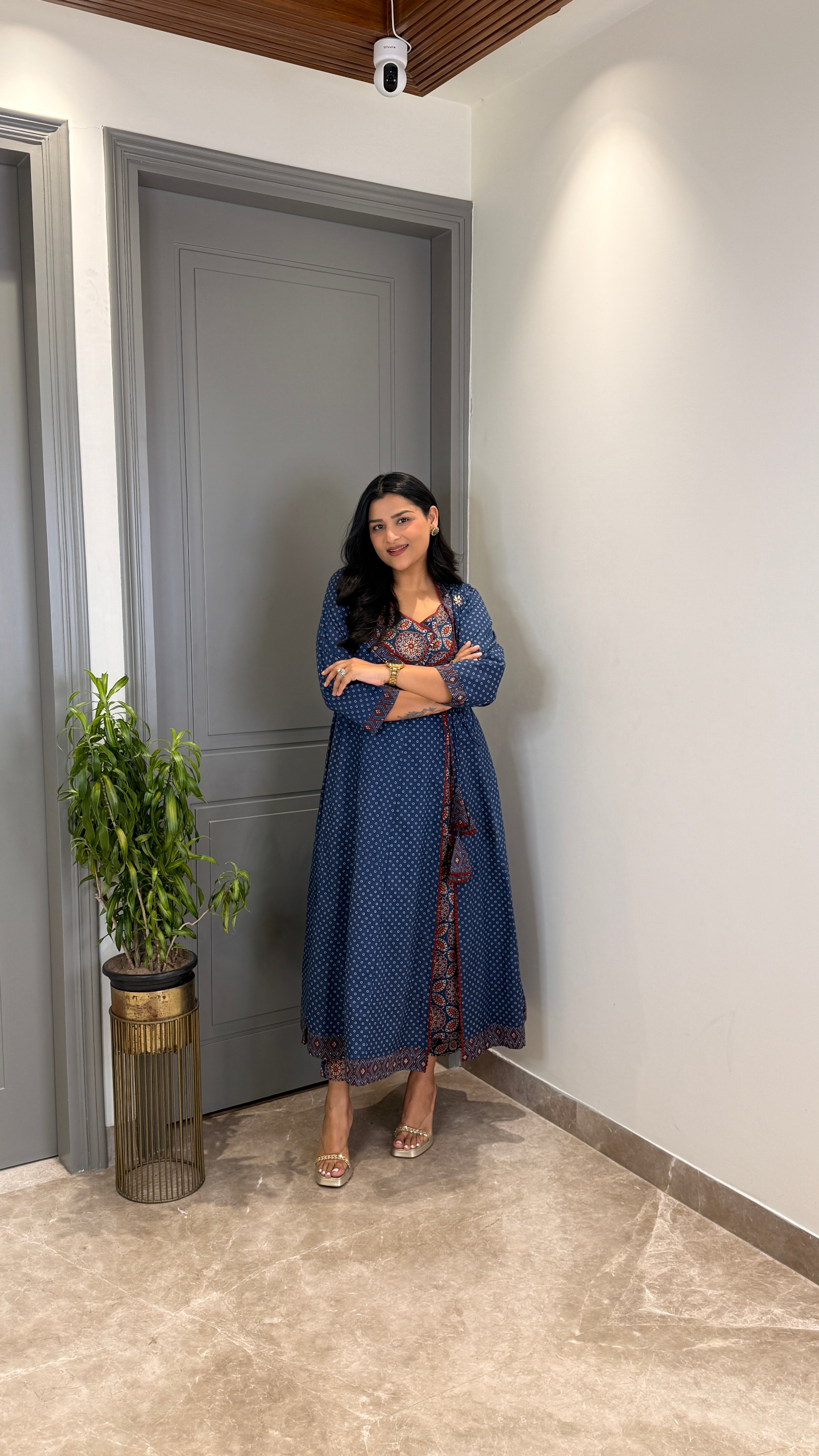 ⁠Blue Bandhej Anarkali shrisa.in